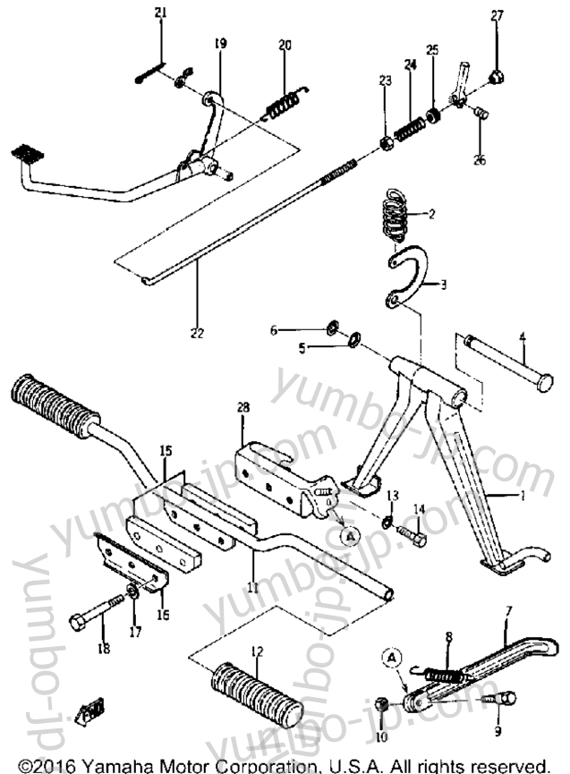 Stand - Footrest - Brake Pedal for motorcycles YAMAHA YA6 1966 year
