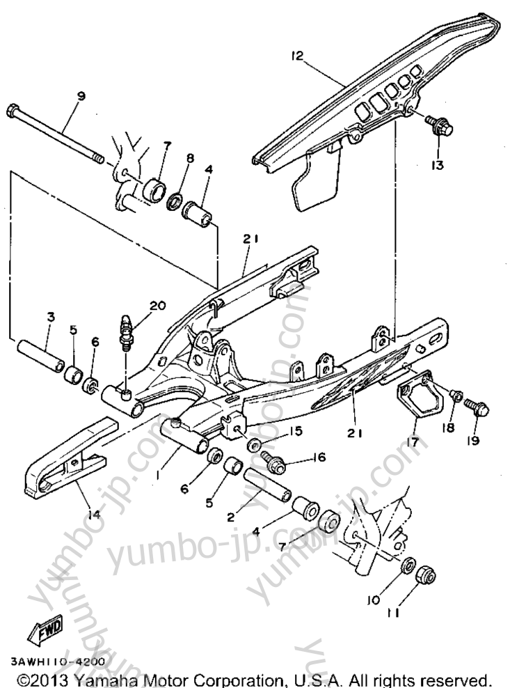 REAR ARM for motorcycles YAMAHA TRAILWAY (TW200GC) CA 1995 year