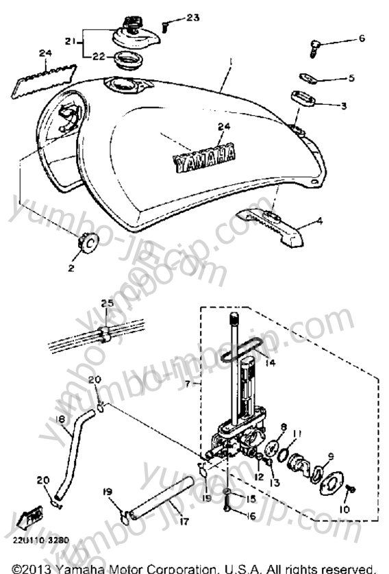 FUEL TANK for motorcycles YAMAHA XV500K 1983 year