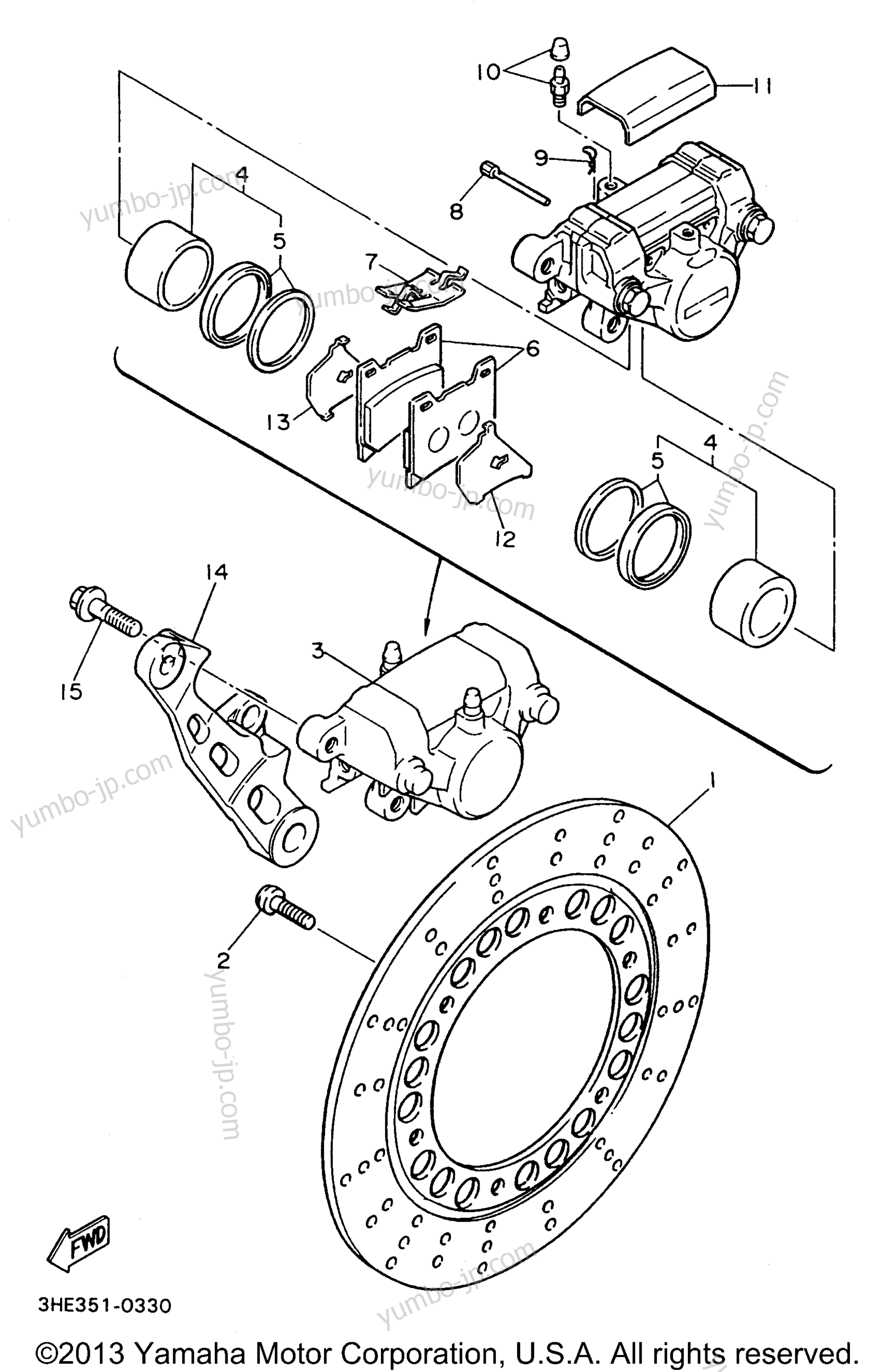 REAR BRAKE CALIPER for motorcycles YAMAHA FZR600RHC CA 1996 year