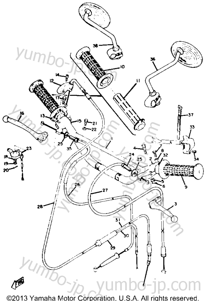 Handle & Wire для мотоциклов YAMAHA HT1B 1971 г.