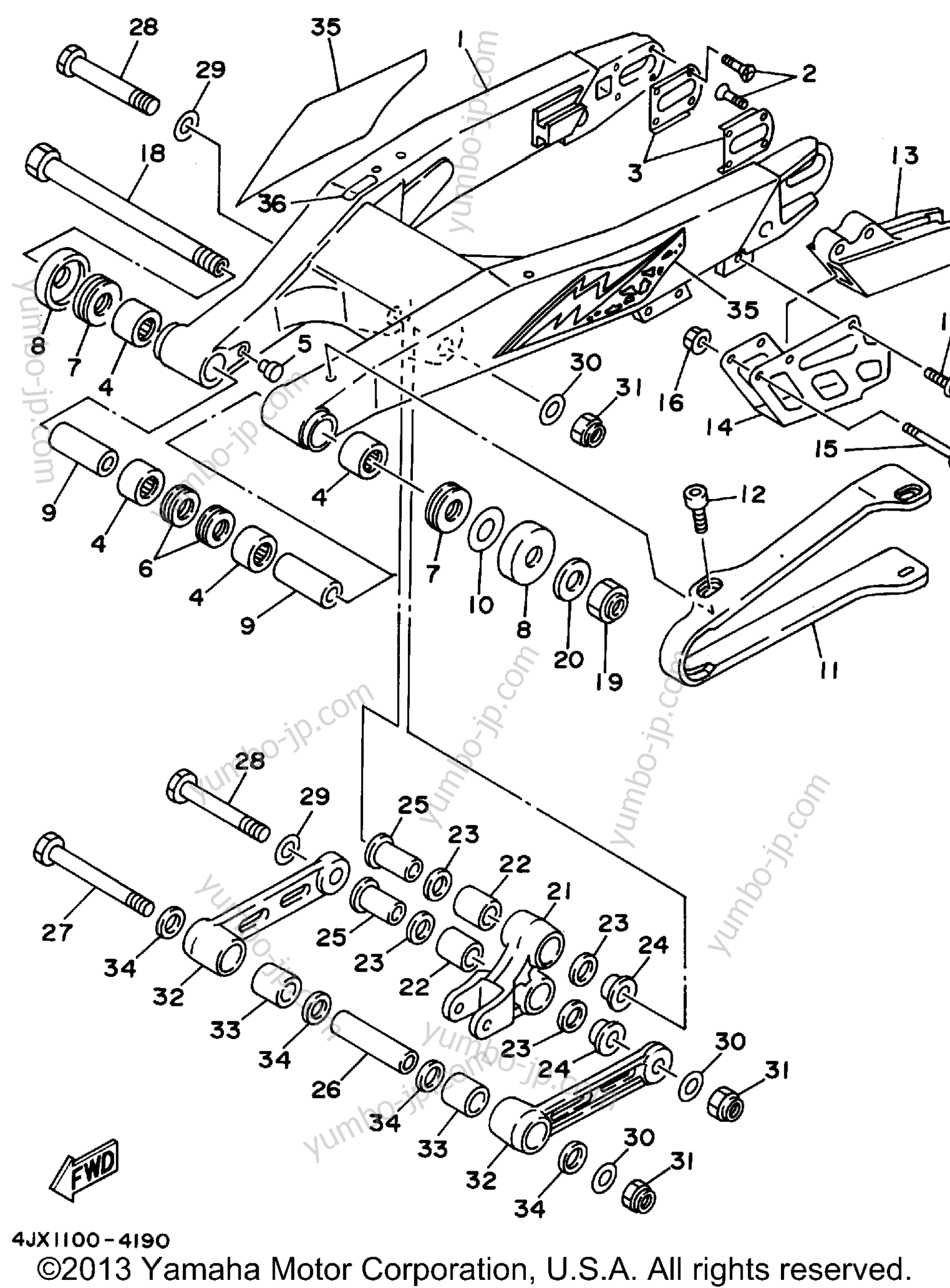 REAR ARM for motorcycles YAMAHA YZ125F1 1994 year