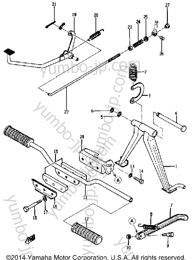 Stand - Footrest - Brake Pedal for motorcycles YAMAHA YA6 1965 year