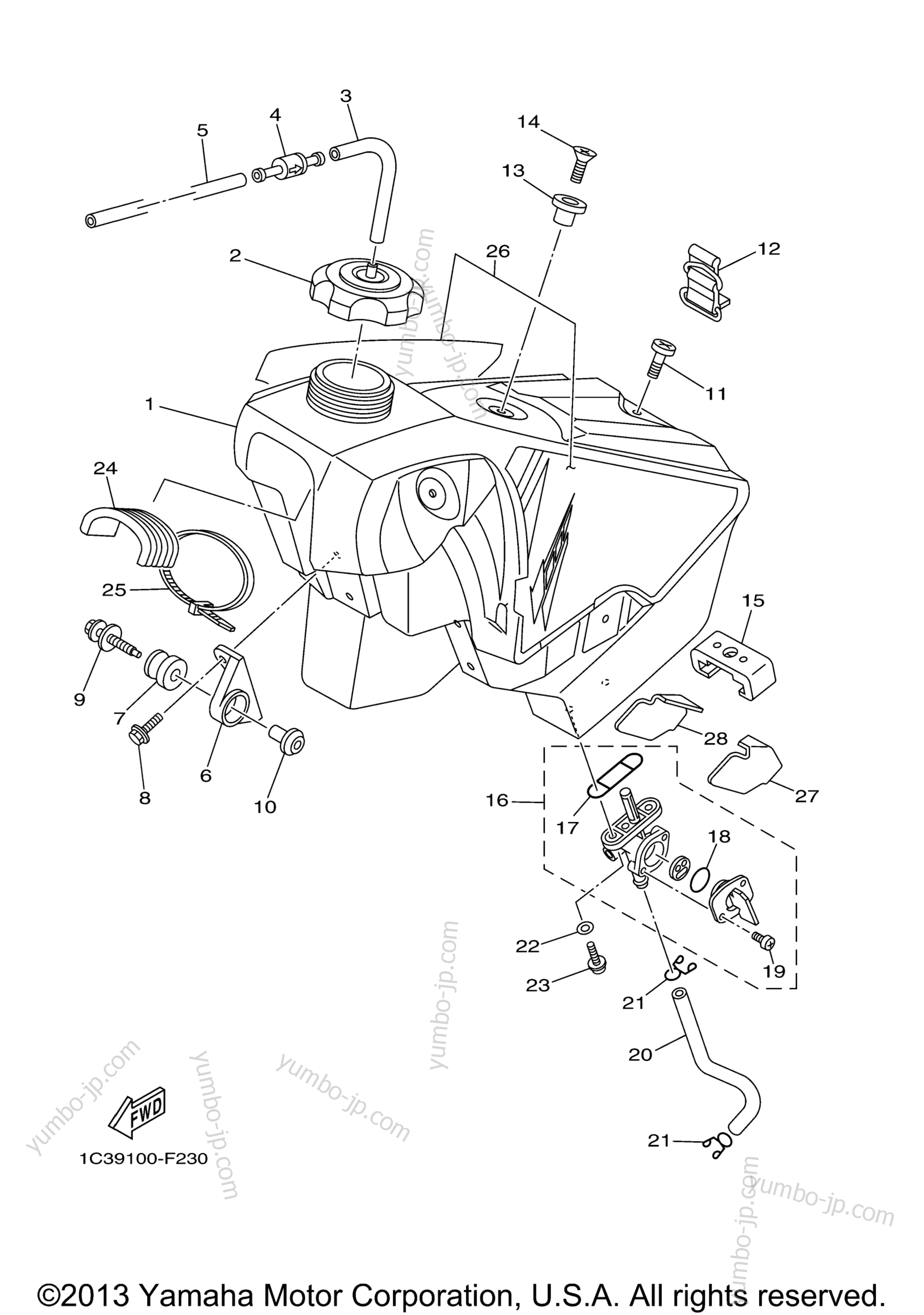 FUEL TANK for motorcycles YAMAHA YZ250 (YZ250W1) 2007 year