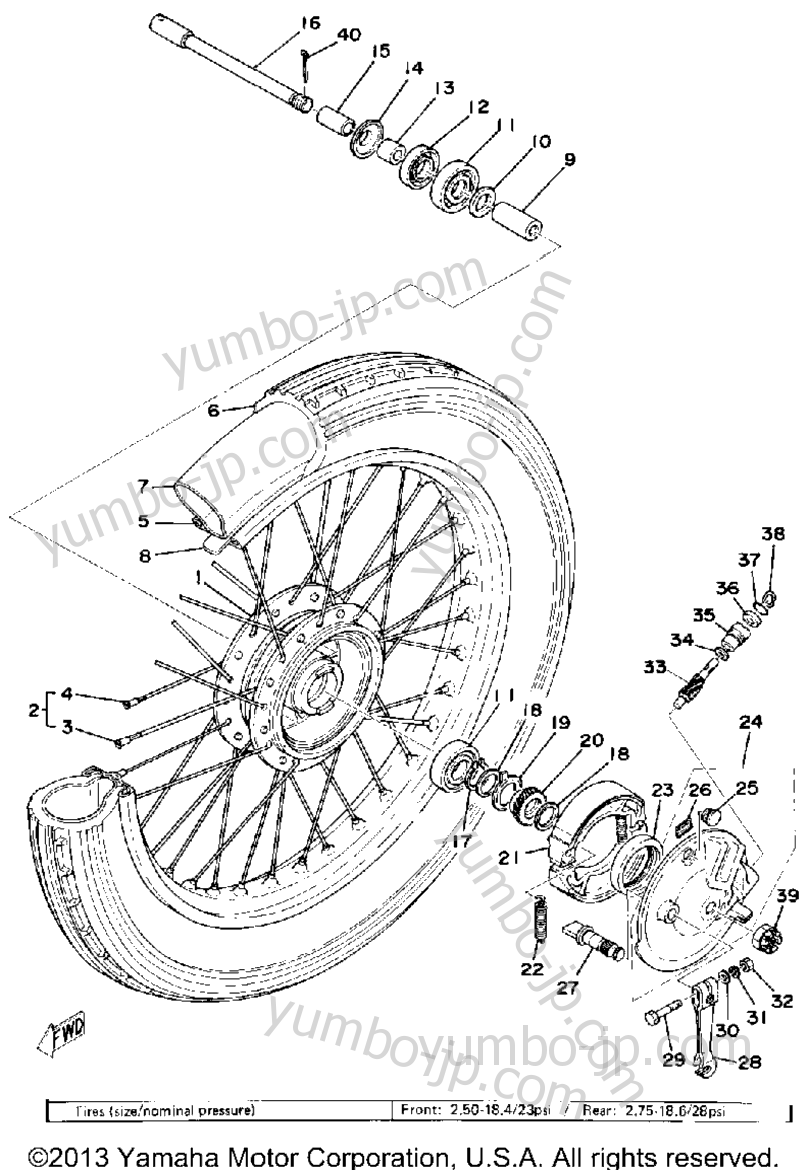 FRONT WHEEL for motorcycles YAMAHA RS100C 1976 year
