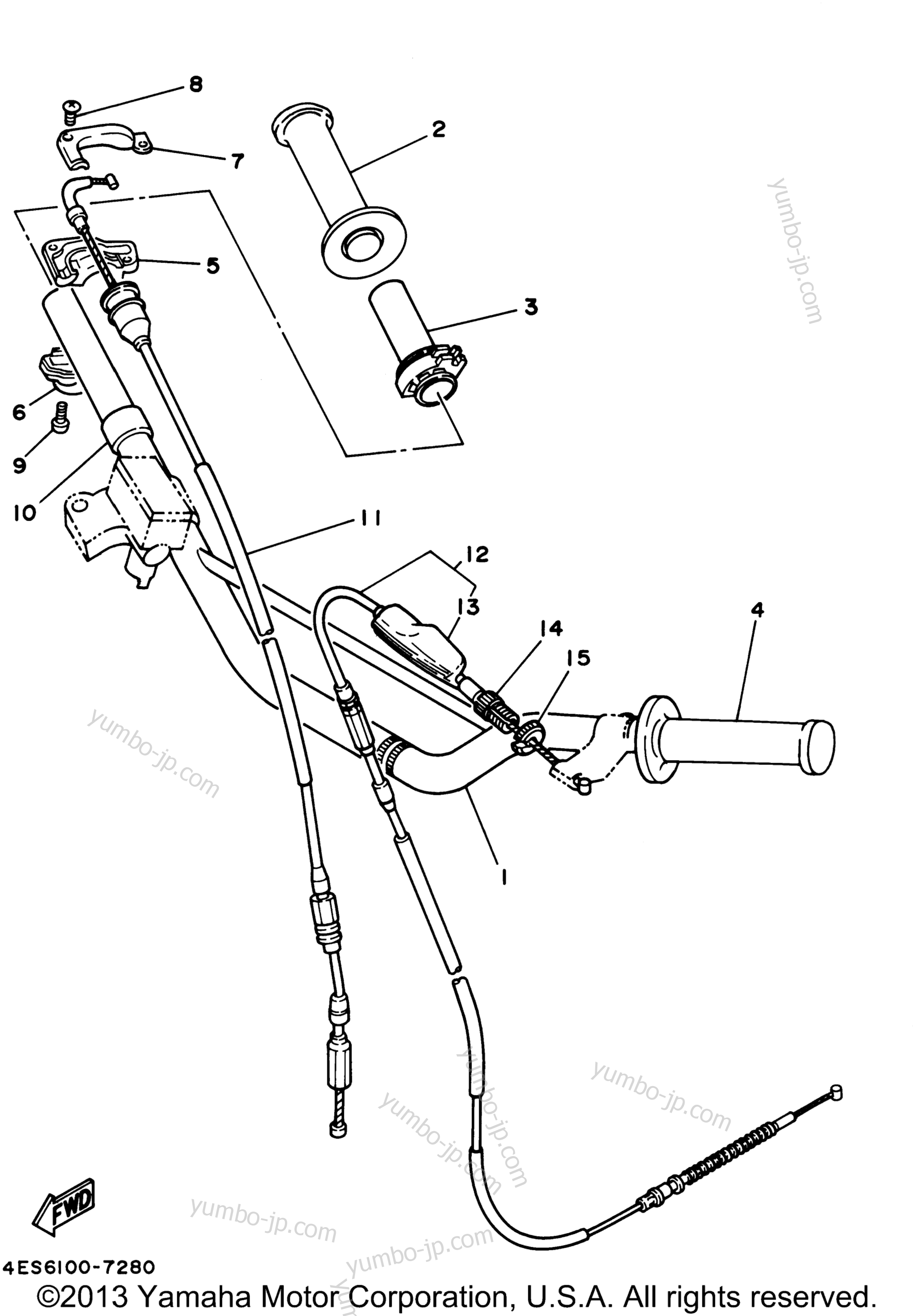 Steering Handle Cable для мотоциклов YAMAHA YZ85 (YZ85P) 2002 г.