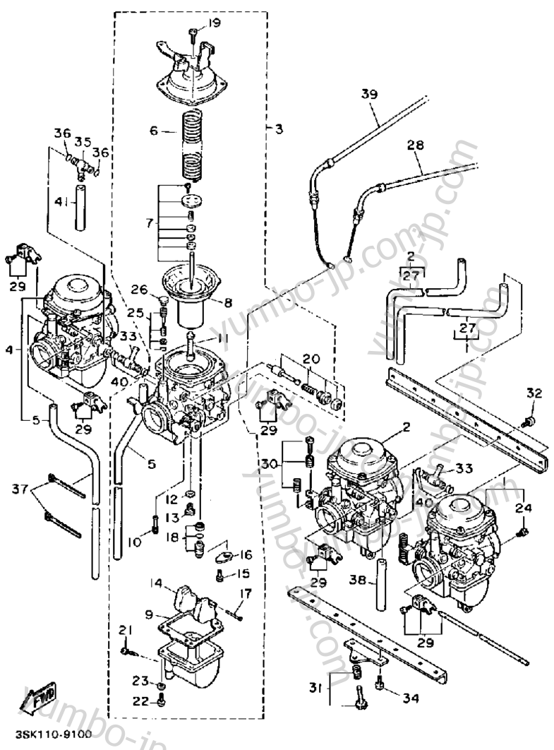 Carburetor (Non-California Model) for motorcycles YAMAHA FJ1200W 1989 year