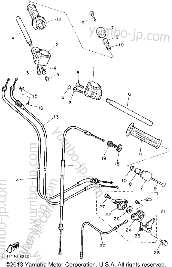 Handlebar Cable for motorcycles YAMAHA FZR400SAC 1990 year