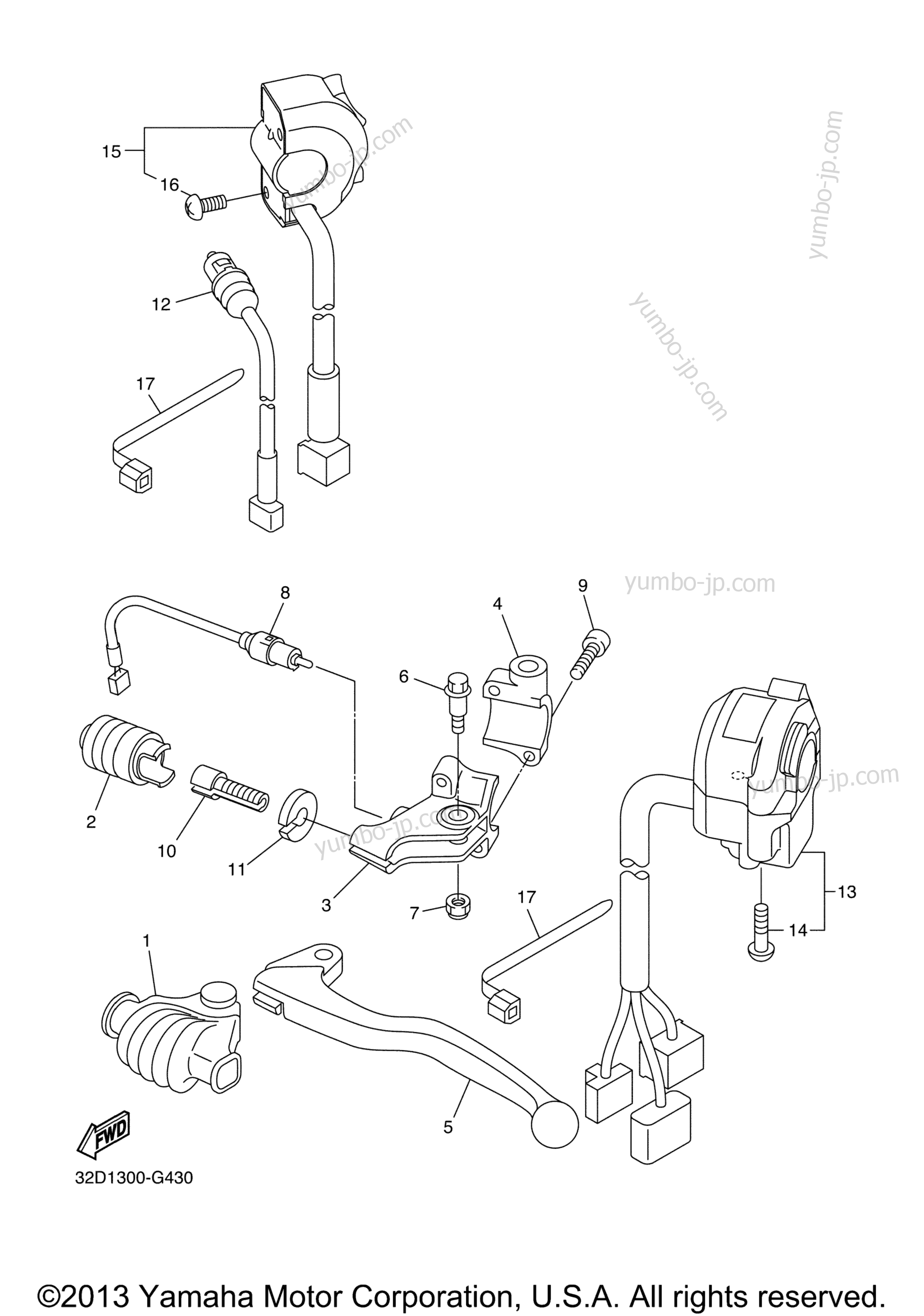 Handle Switch Lever для мотоциклов YAMAHA WR250X (WR25XXCL) CA 2008 г.