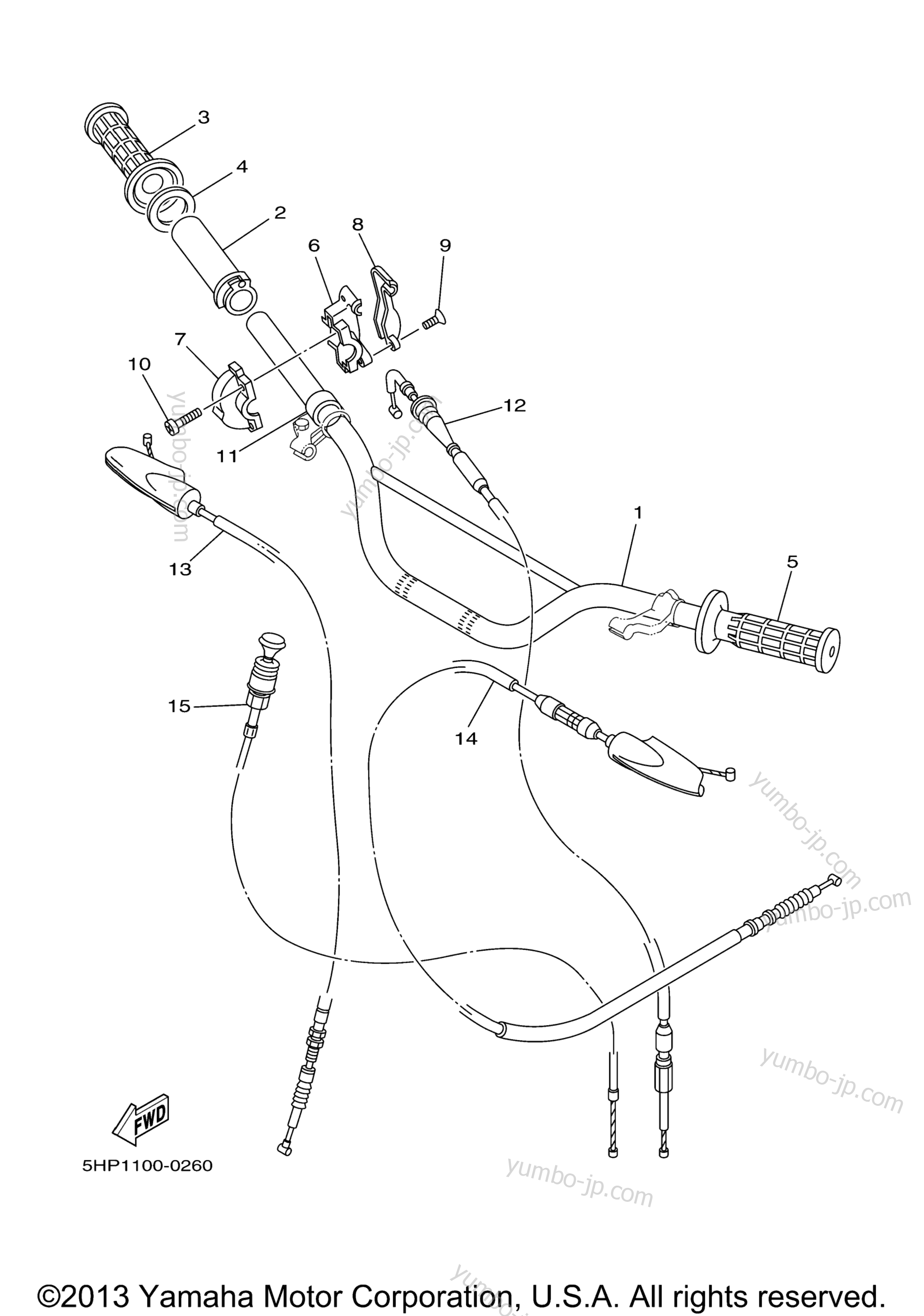 Steering Handle Cable для мотоциклов YAMAHA TTR125L (TTR125LN) 2001 г.
