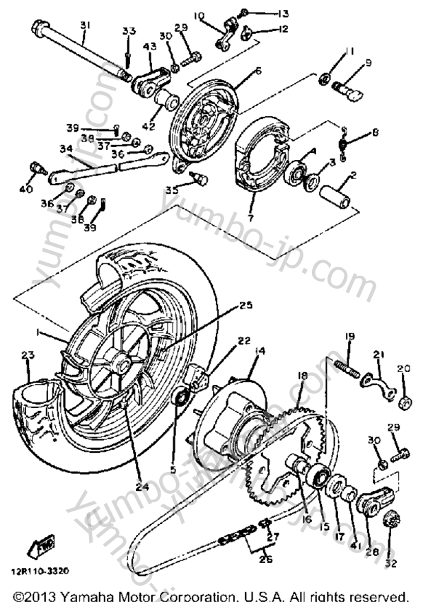 REAR WHEEL для мотоциклов YAMAHA XS400K 1983 г.