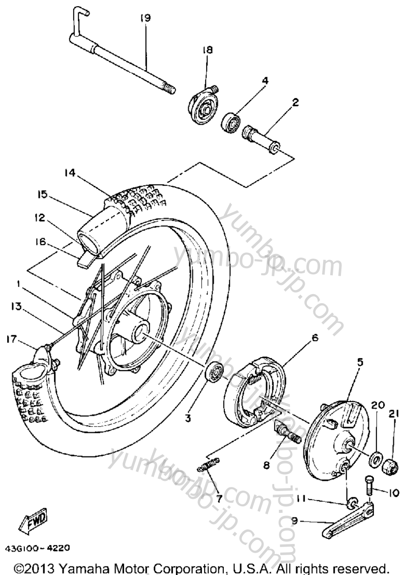 FRONT WHEEL for motorcycles YAMAHA IT200N 1985 year