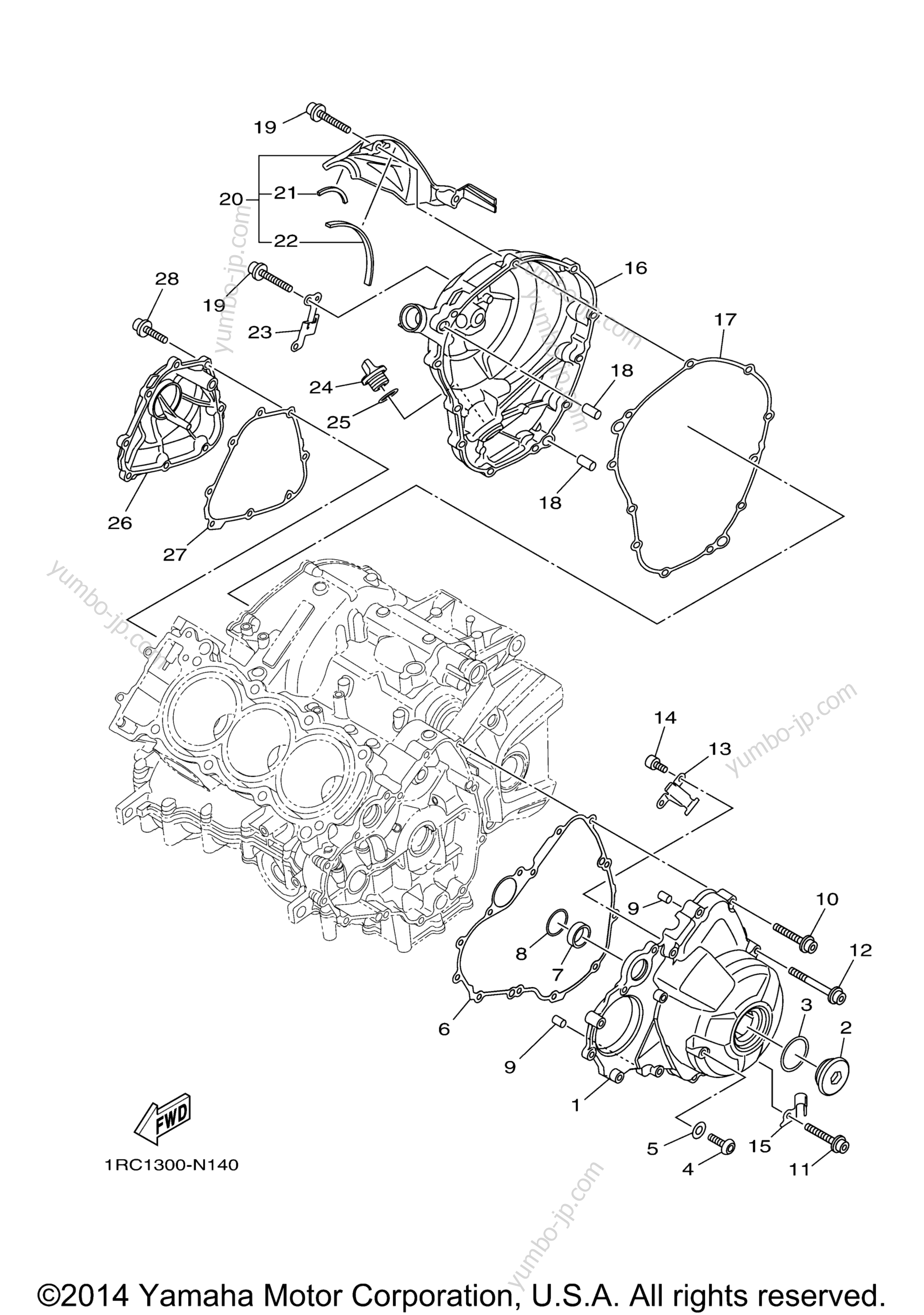 Crankcase Cover 1 для мотоциклов YAMAHA FZ09 (FZ09FCGY) CA 2015 г.