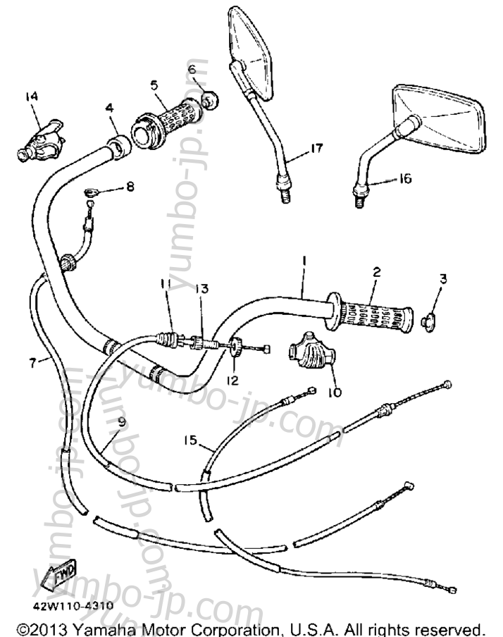 Handlebar Cable for motorcycles YAMAHA VIRAGO 1000 (XV1000LC) CA 1984 year