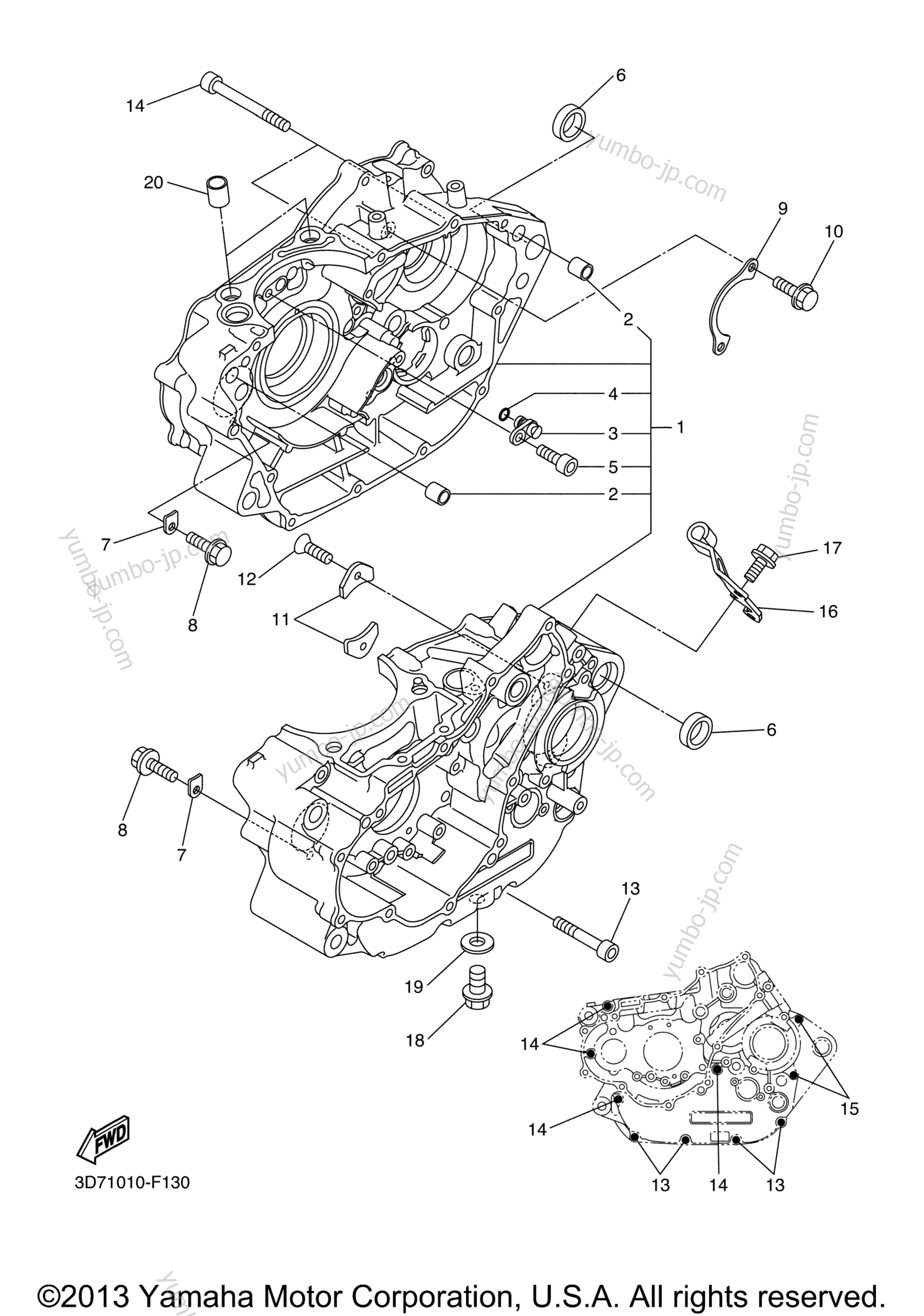 CRANKCASE for motorcycles YAMAHA WR250X (WR25XXCL) CA 2008 year