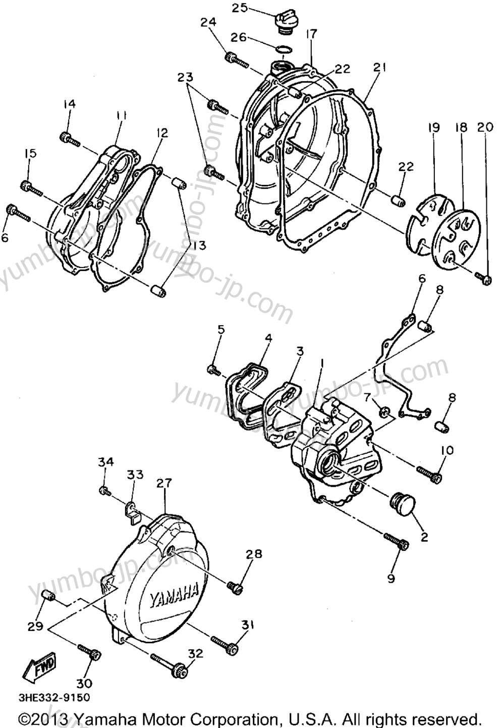 Crankcase Cover 1 for motorcycles YAMAHA FZR600RF 1994 year