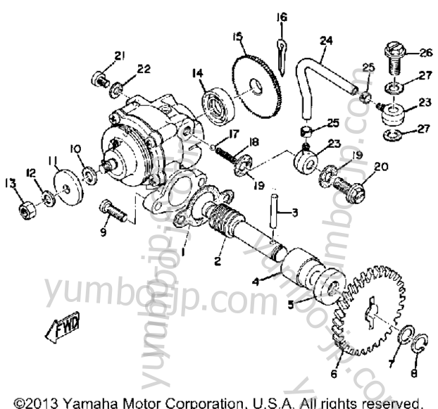 OIL PUMP for motorcycles YAMAHA JT2MX 1972 year