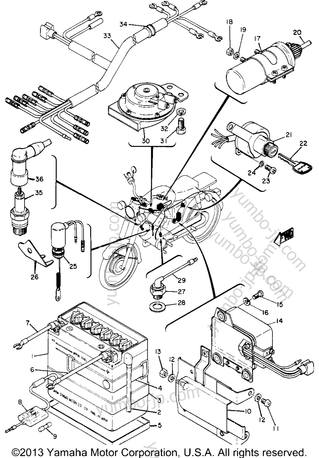 Electrical for motorcycles YAMAHA L5T 1969 year