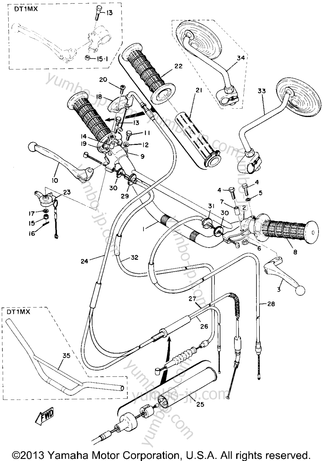 Handle & Wire для мотоциклов YAMAHA DT1MX 1971 г.