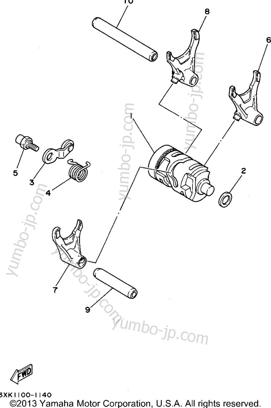 Shift Cam - Shift Fork для мотоциклов YAMAHA WR250ZG 1995 г.