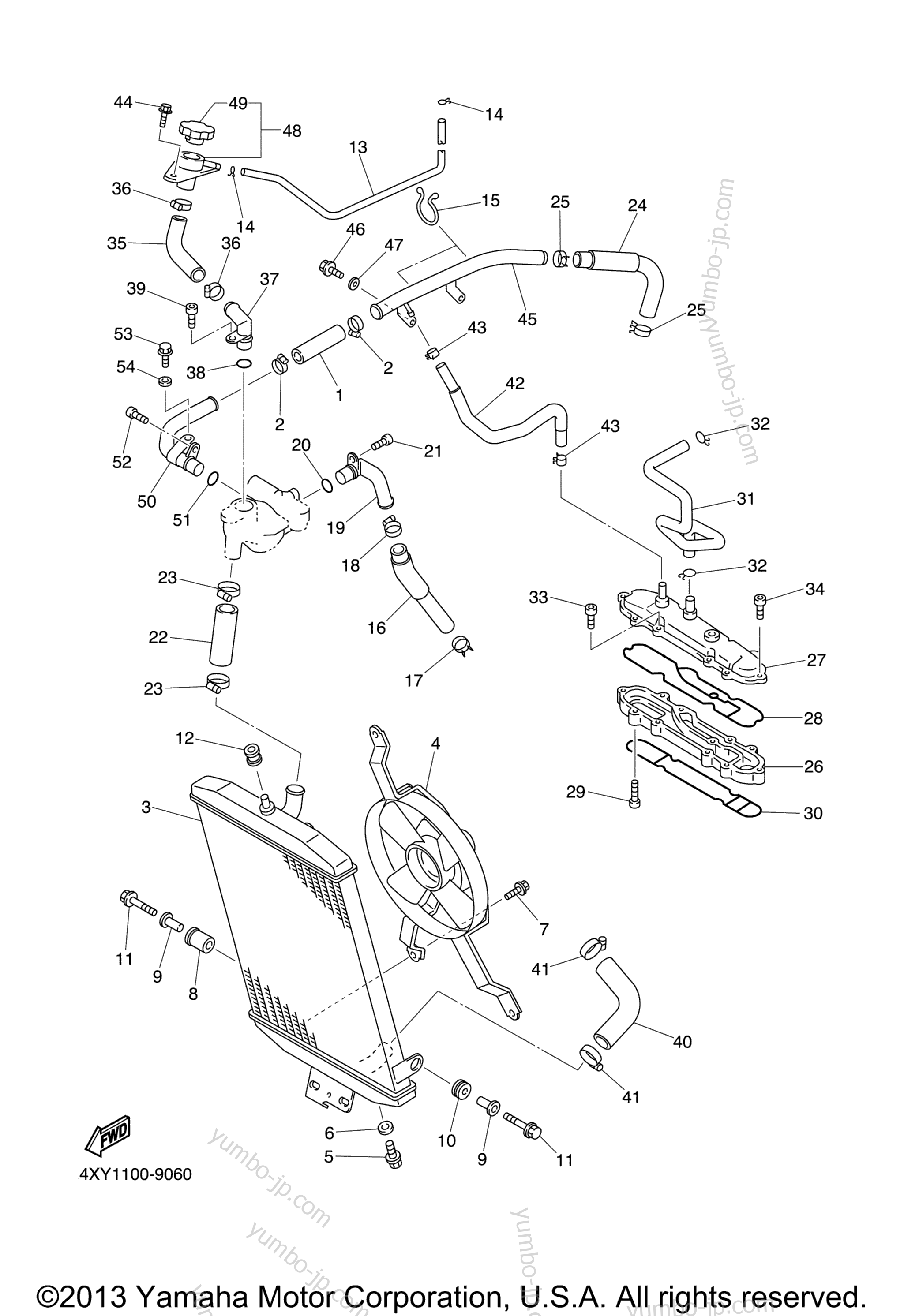 RADIATOR HOSE for motorcycles YAMAHA ROYAL STAR MIDNIGHT VENTURE (XVZ1300TFS) 2002 year