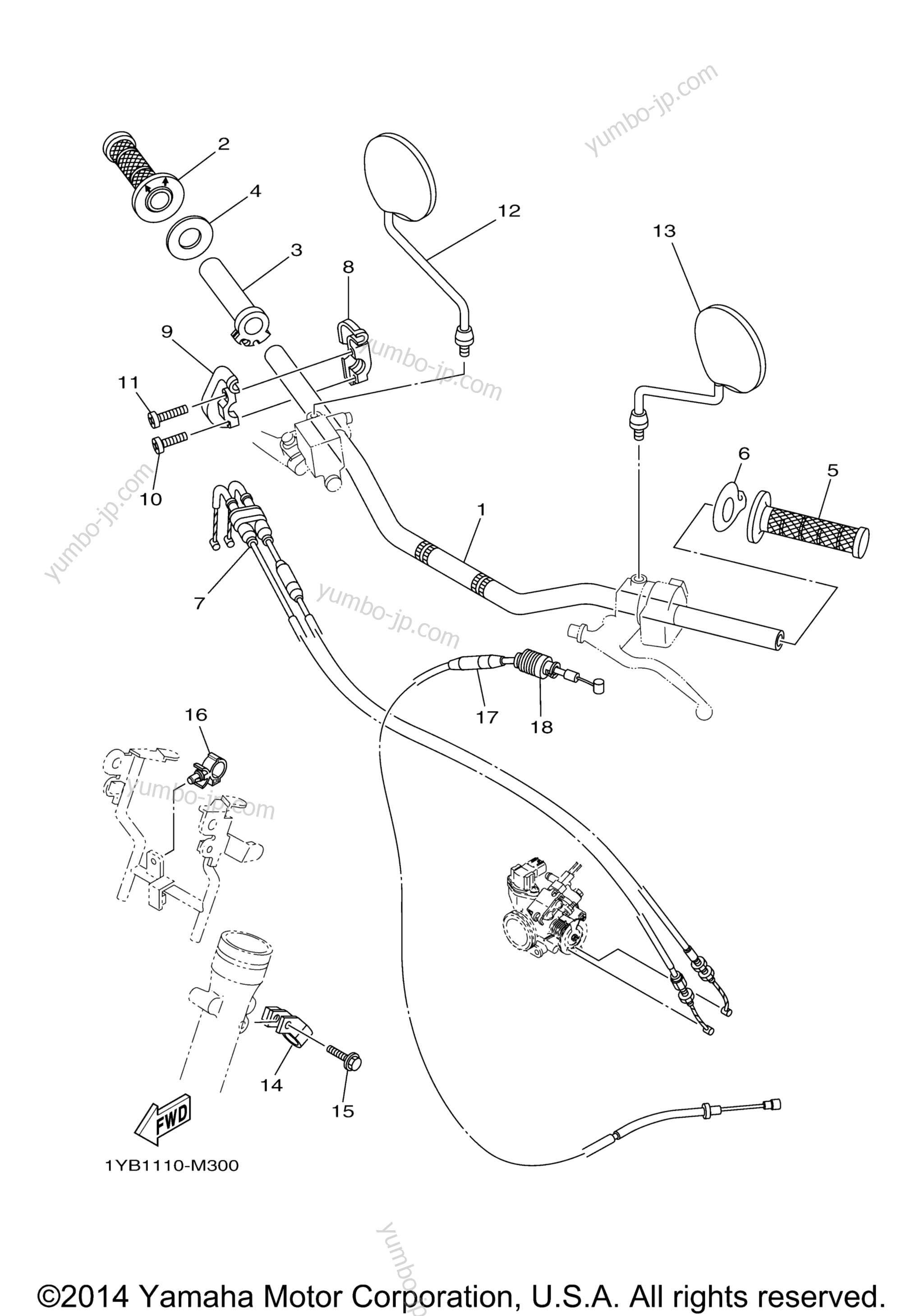 Steering Handle Cable для мотоциклов YAMAHA XT250 (XT250E) 2014 г.