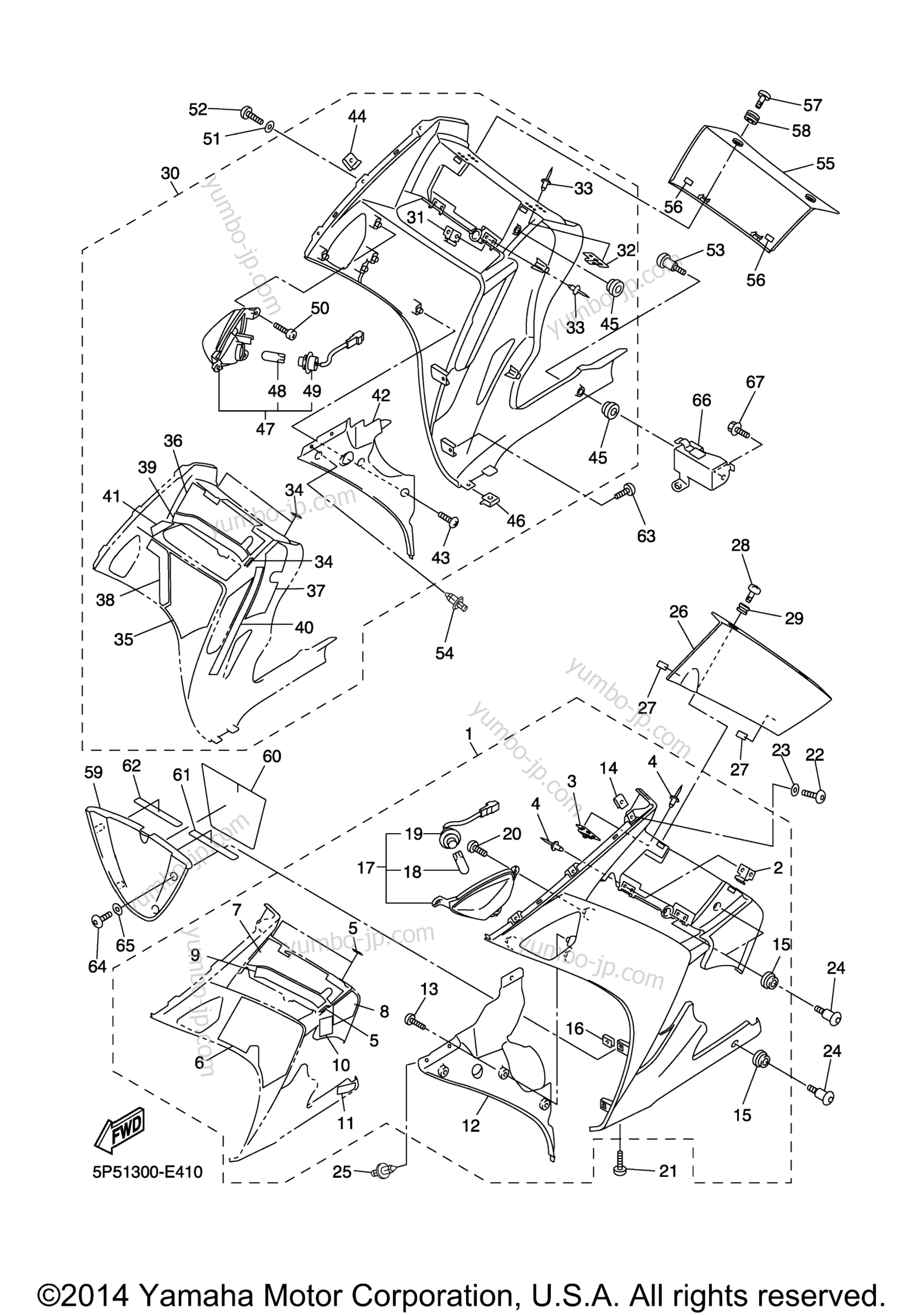 Cowling 2 для мотоциклов YAMAHA FJR1300A (FJR13AACS) CA 2011 г.