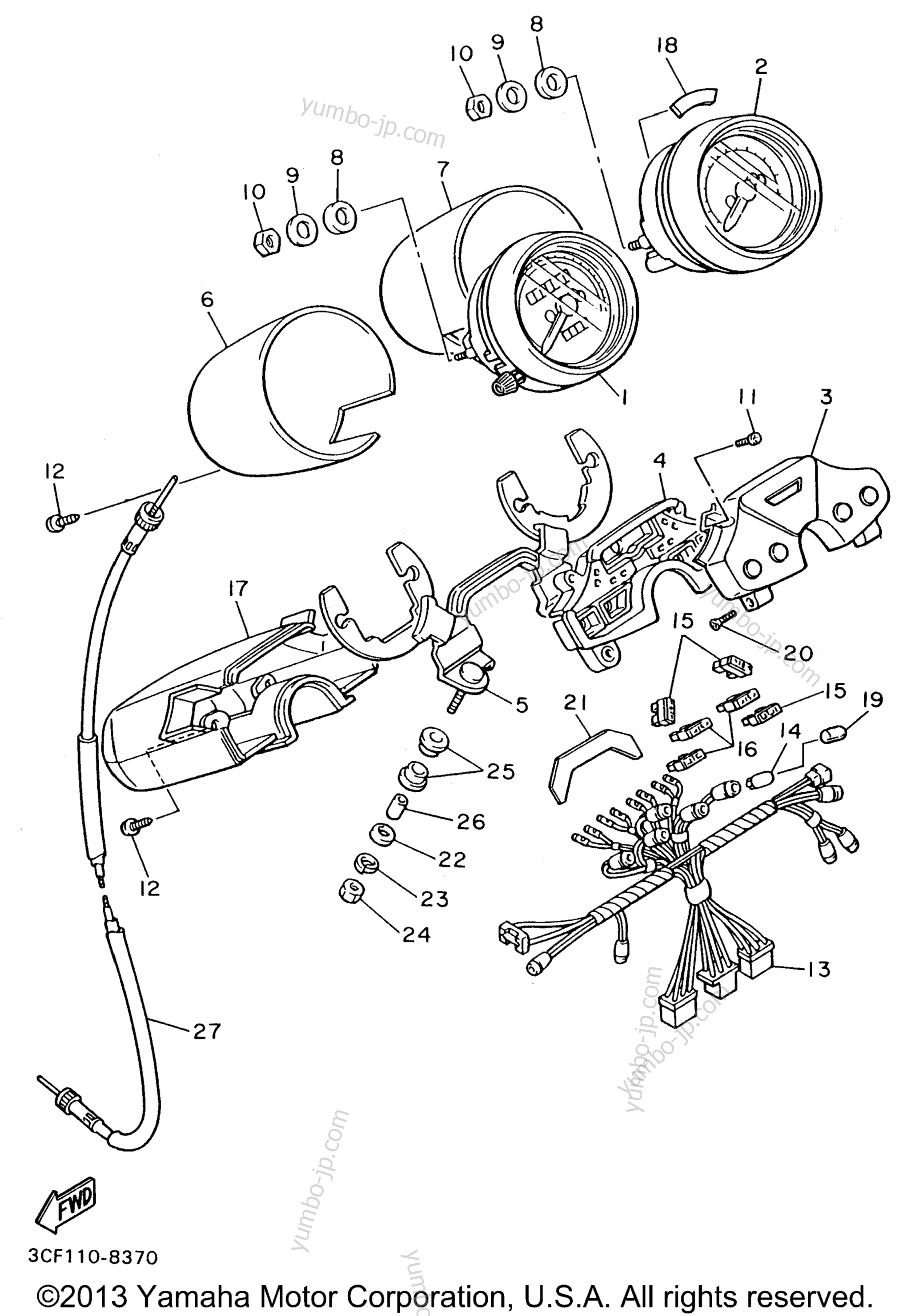 METER for motorcycles YAMAHA VIRAGO 1100 SPECIAL (XV1100SHC) CA 1996 year