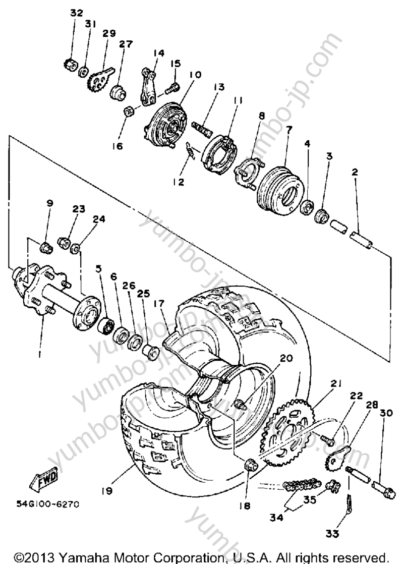 REAR WHEEL для мотоциклов YAMAHA BIG WHEEL ELEC START (BW200ES) 1986 г.