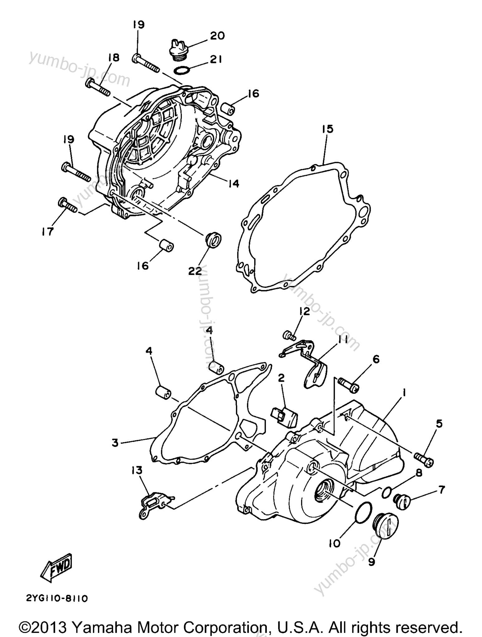 Crankcase Cover 1 for motorcycles YAMAHA TRAILWAY (TW200JC) CA 1997 year