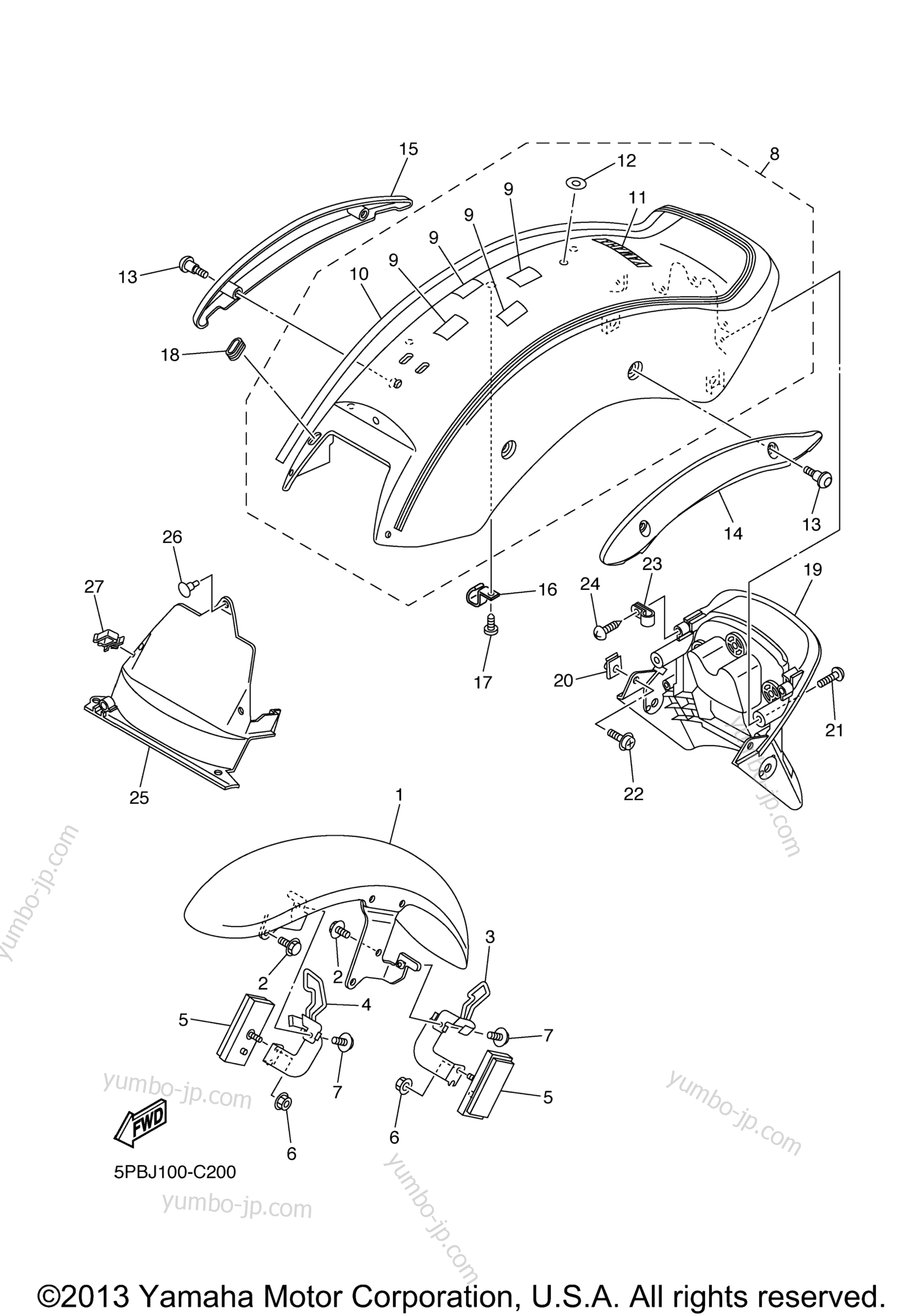 FENDER for motorcycles YAMAHA V STAR 1100 CUSTOM (XVS11SC) CA 2004 year