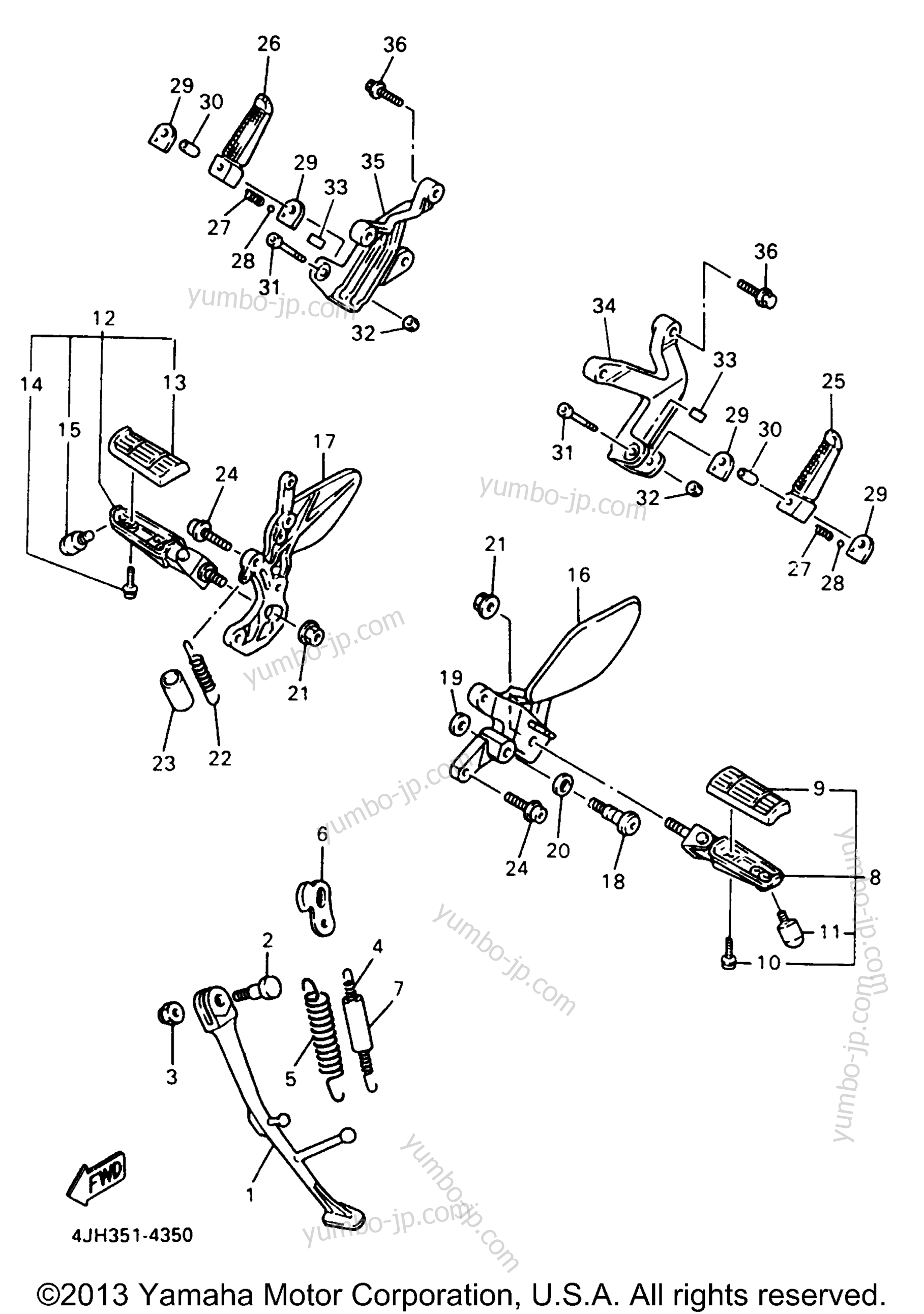 Stand Footrest for motorcycles YAMAHA YZF600RJ 1997 year