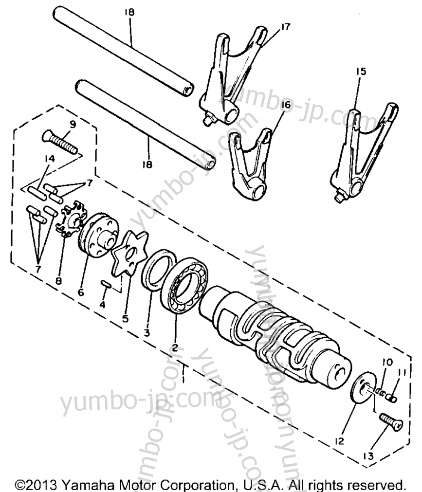 Shift Cam Fork для мотоциклов YAMAHA XVZ12TK 1983 г.