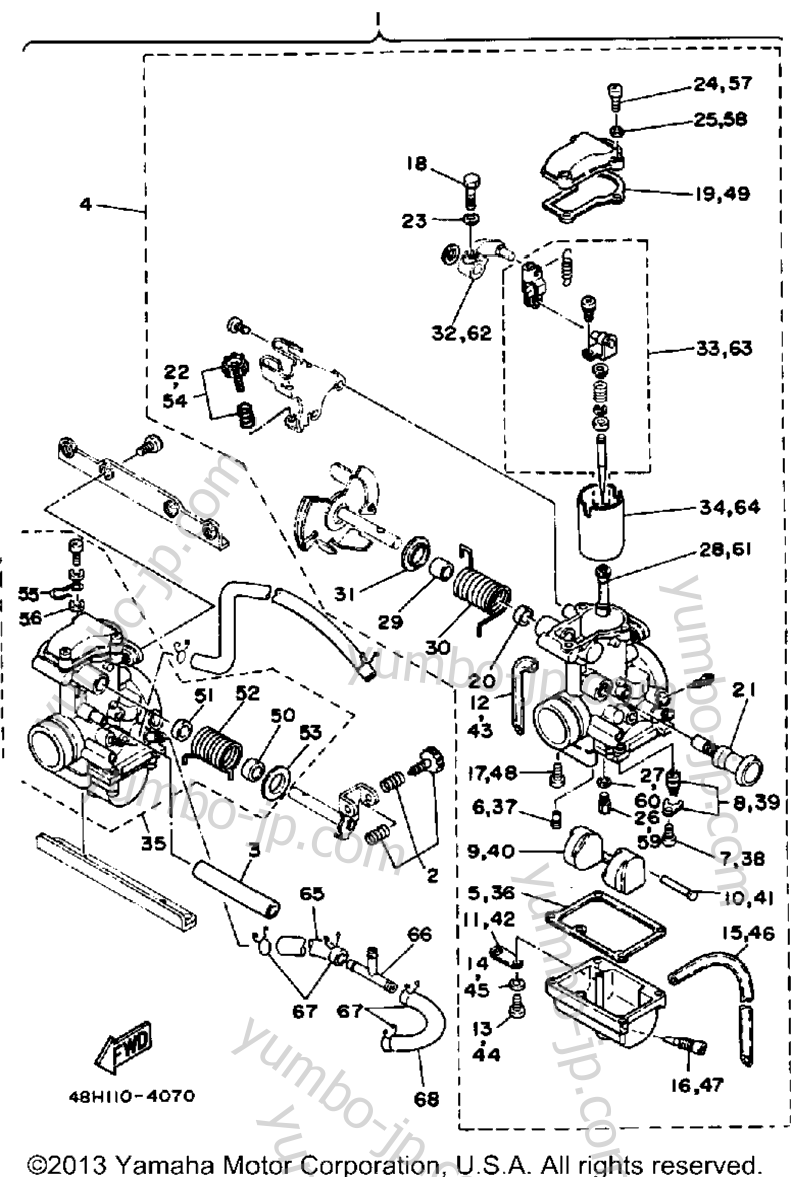 Карбюратор для мотоциклов YAMAHA RZ350L 1984 г.