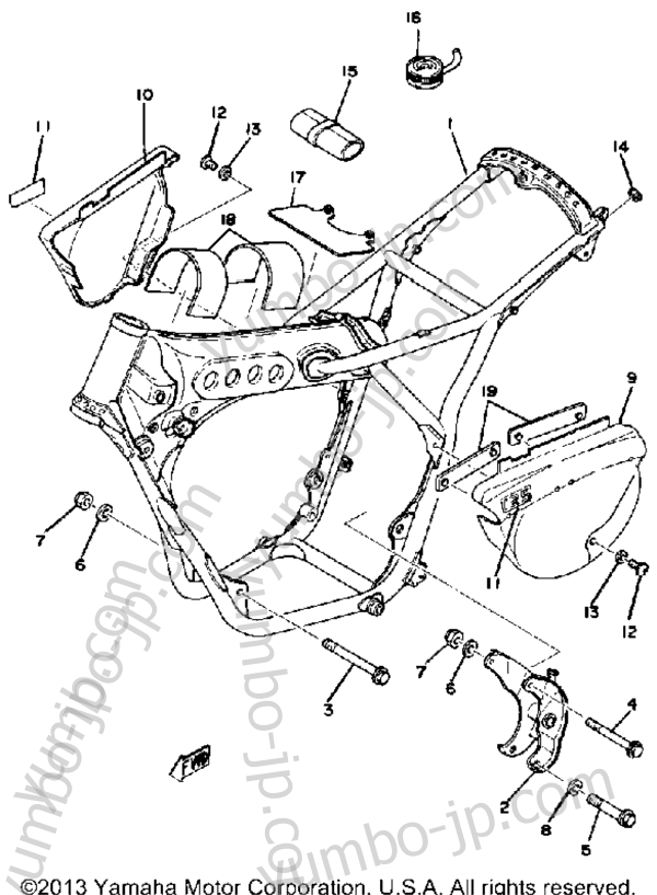 Frame - Side Cover Yz125d for motorcycles YAMAHA YZ125B 1975 year