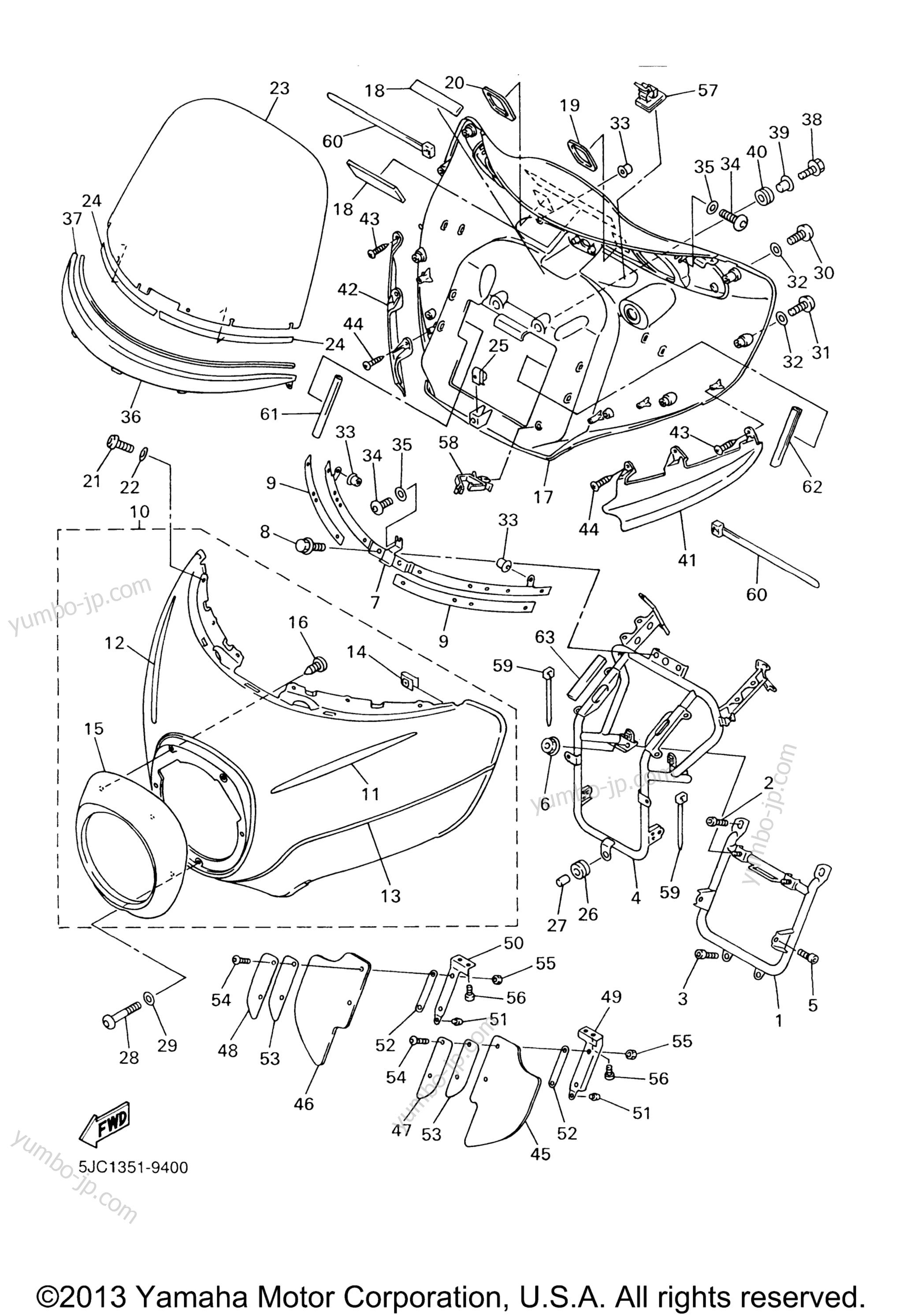 Cowling 1 для мотоциклов YAMAHA ROYAL STAR VENTURE (XVZ13TFTC) CA 2005 г.