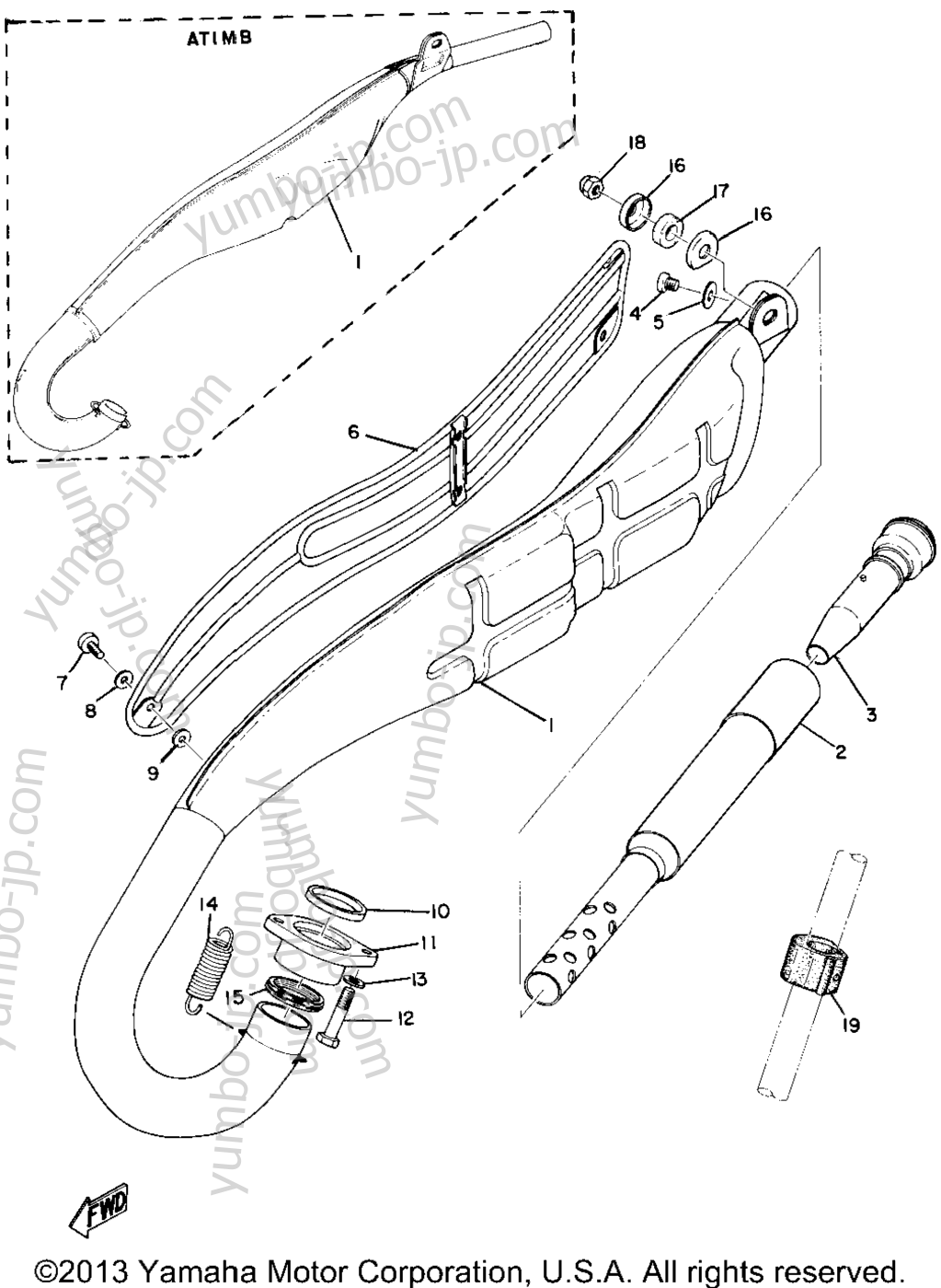 Exhaust for motorcycles YAMAHA AT1B 1970 year
