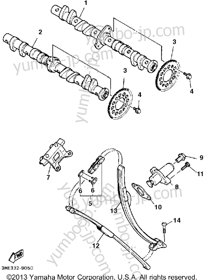 Camshaft Chain для мотоциклов YAMAHA FZR600RD 1992 г.