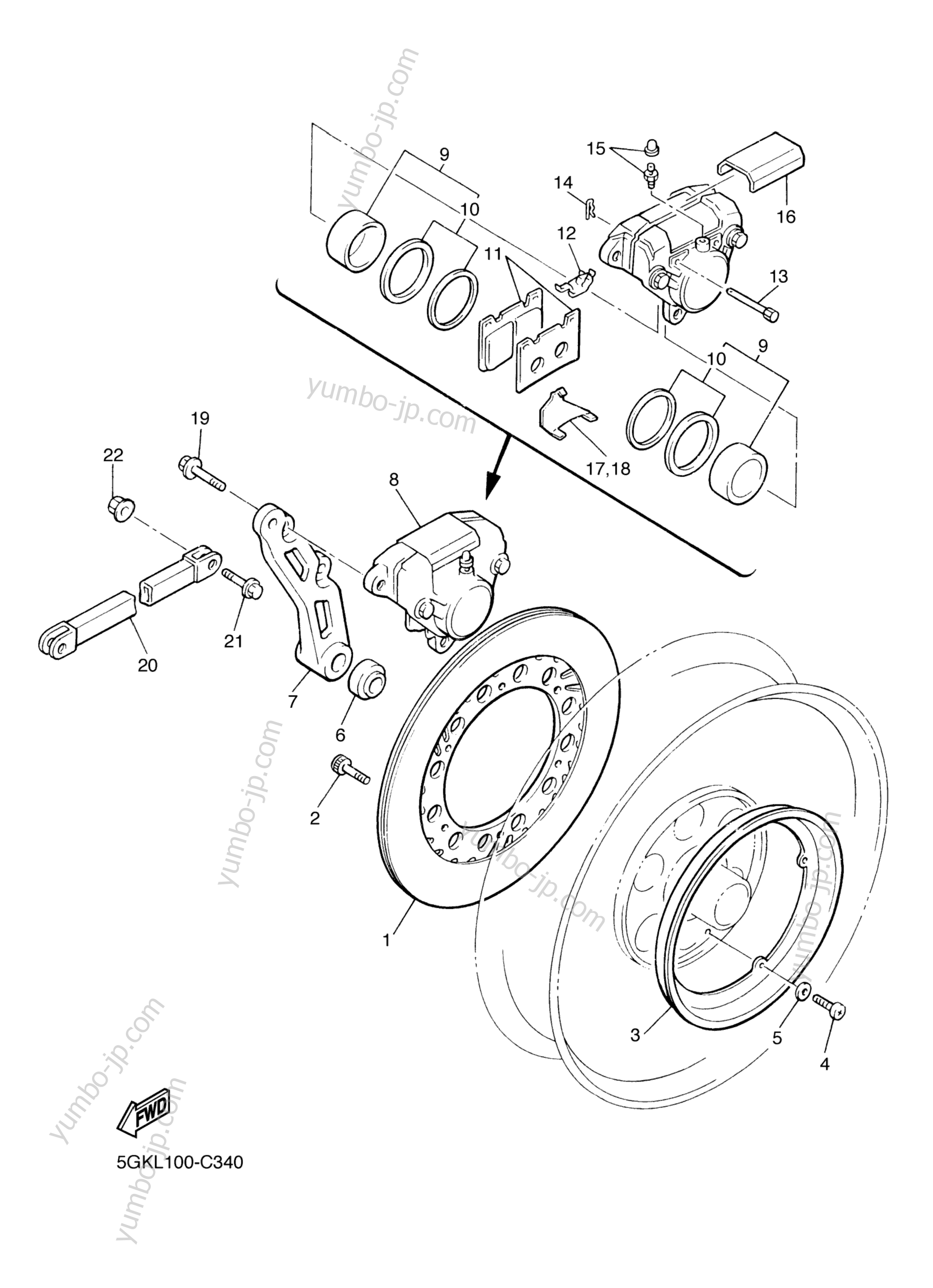 REAR BRAKE for motorcycles YAMAHA V-MAX (VMX1200S) 2004 year