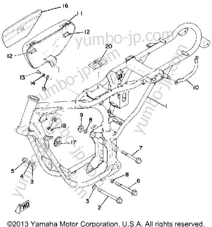 Frame - Side Cover for motorcycles YAMAHA RS100C 1976 year