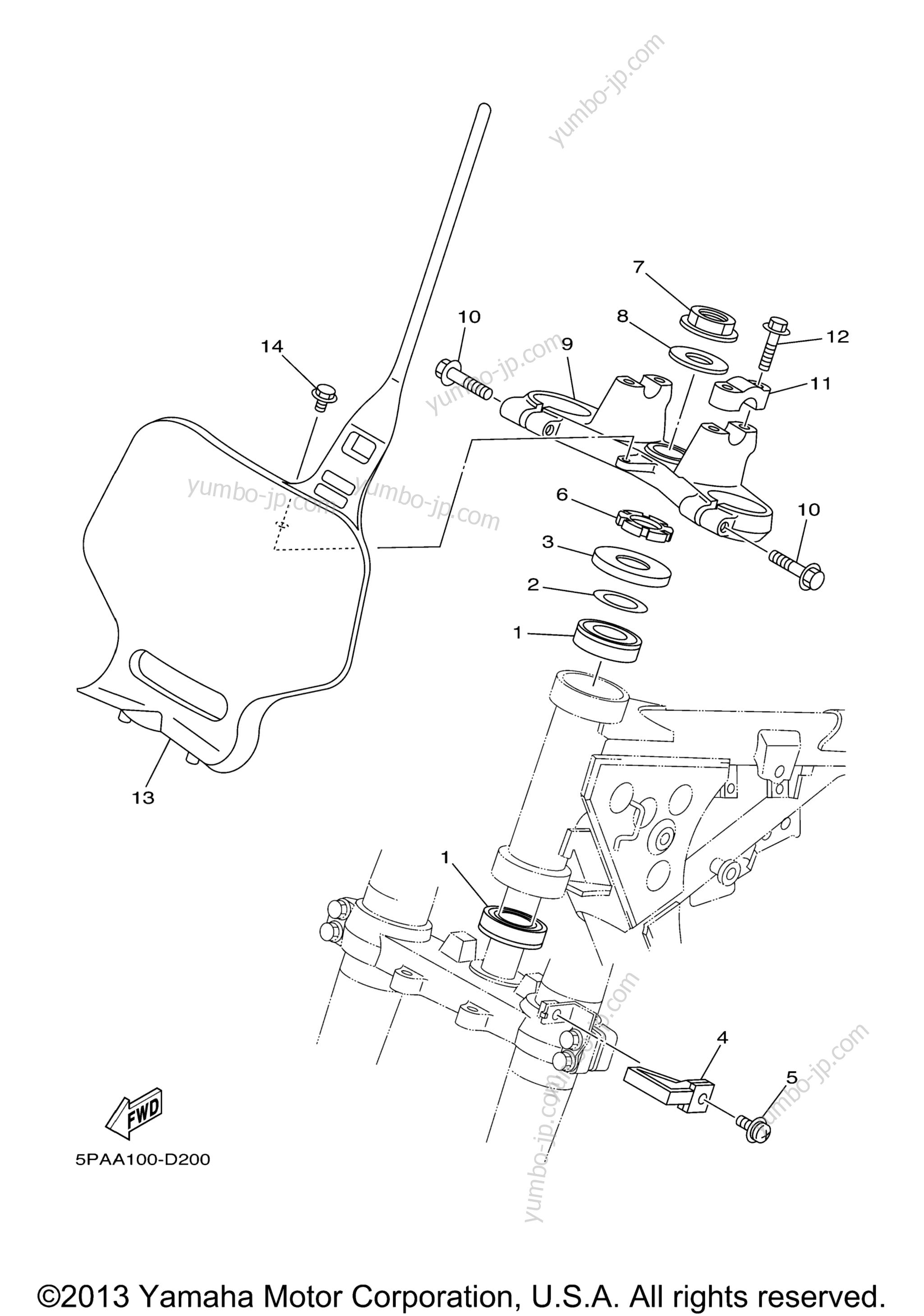 Steering for motorcycles YAMAHA YZ85 (YZ85V) 2006 year