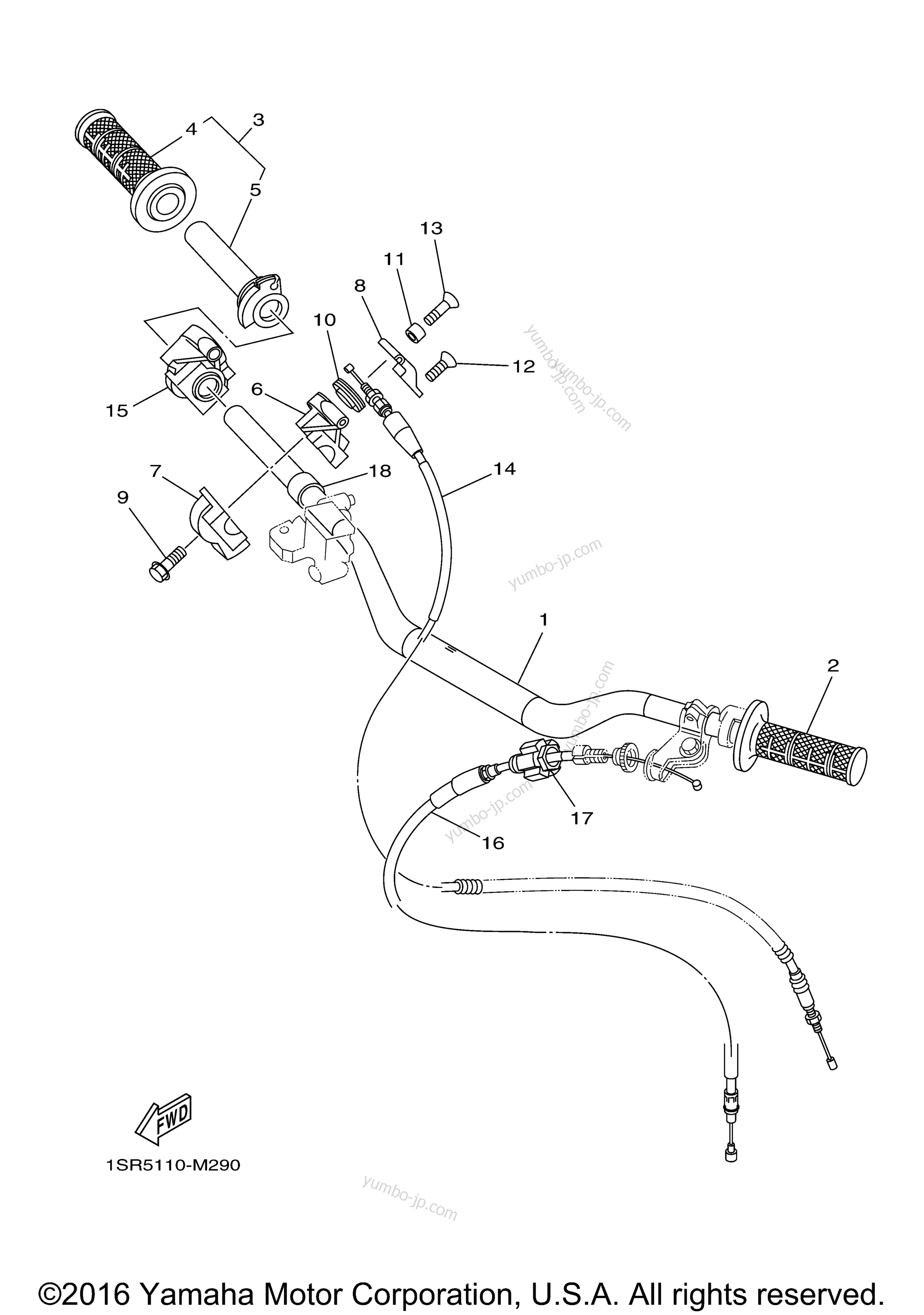 Steering Handle Cable для мотоциклов YAMAHA YZ125 (YZ125D2) 2013 г.