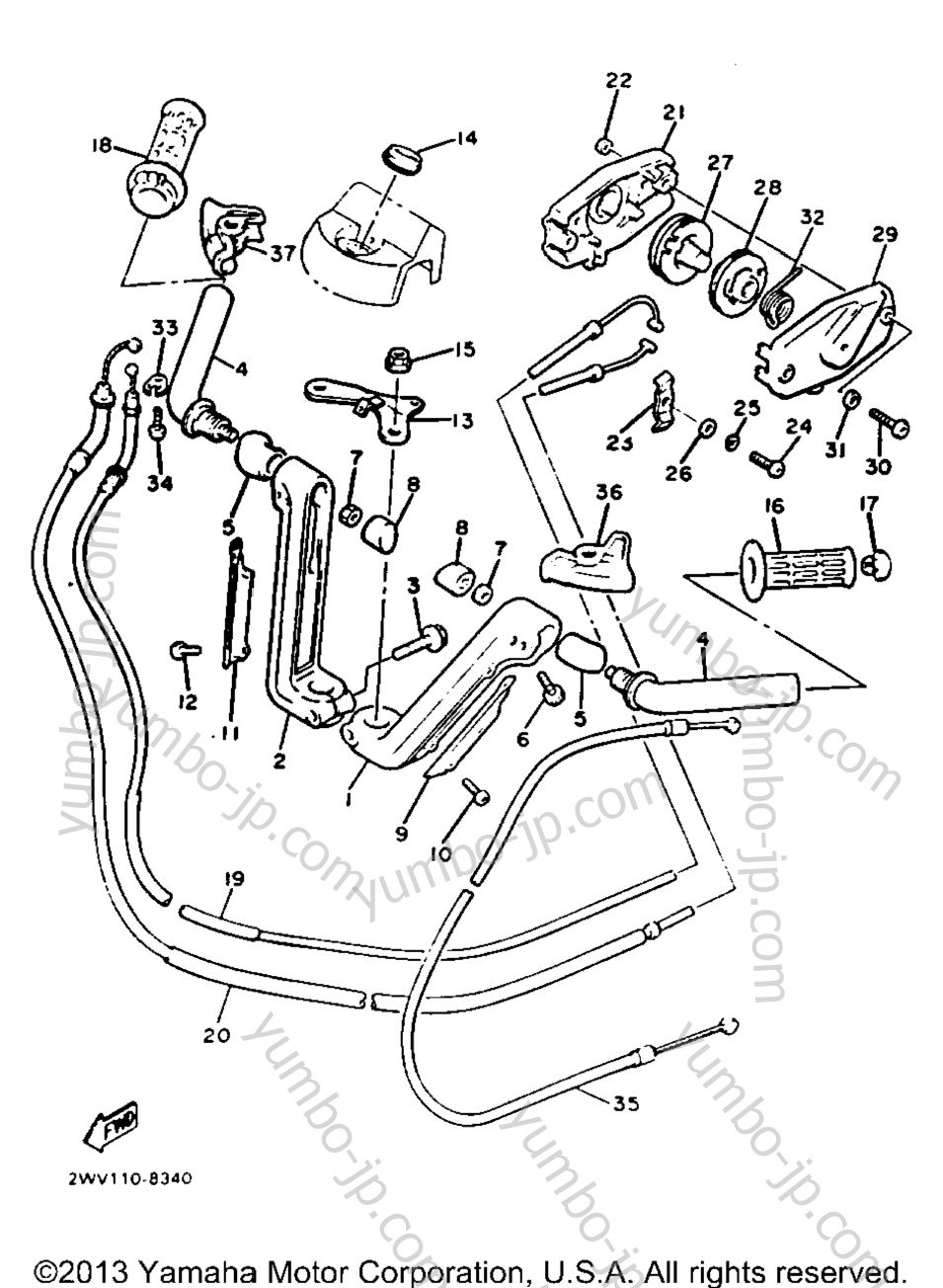 Handlebar Cable для мотоциклов YAMAHA VENTURE ROYAL (XVZ13DUC) CA 1988 г.