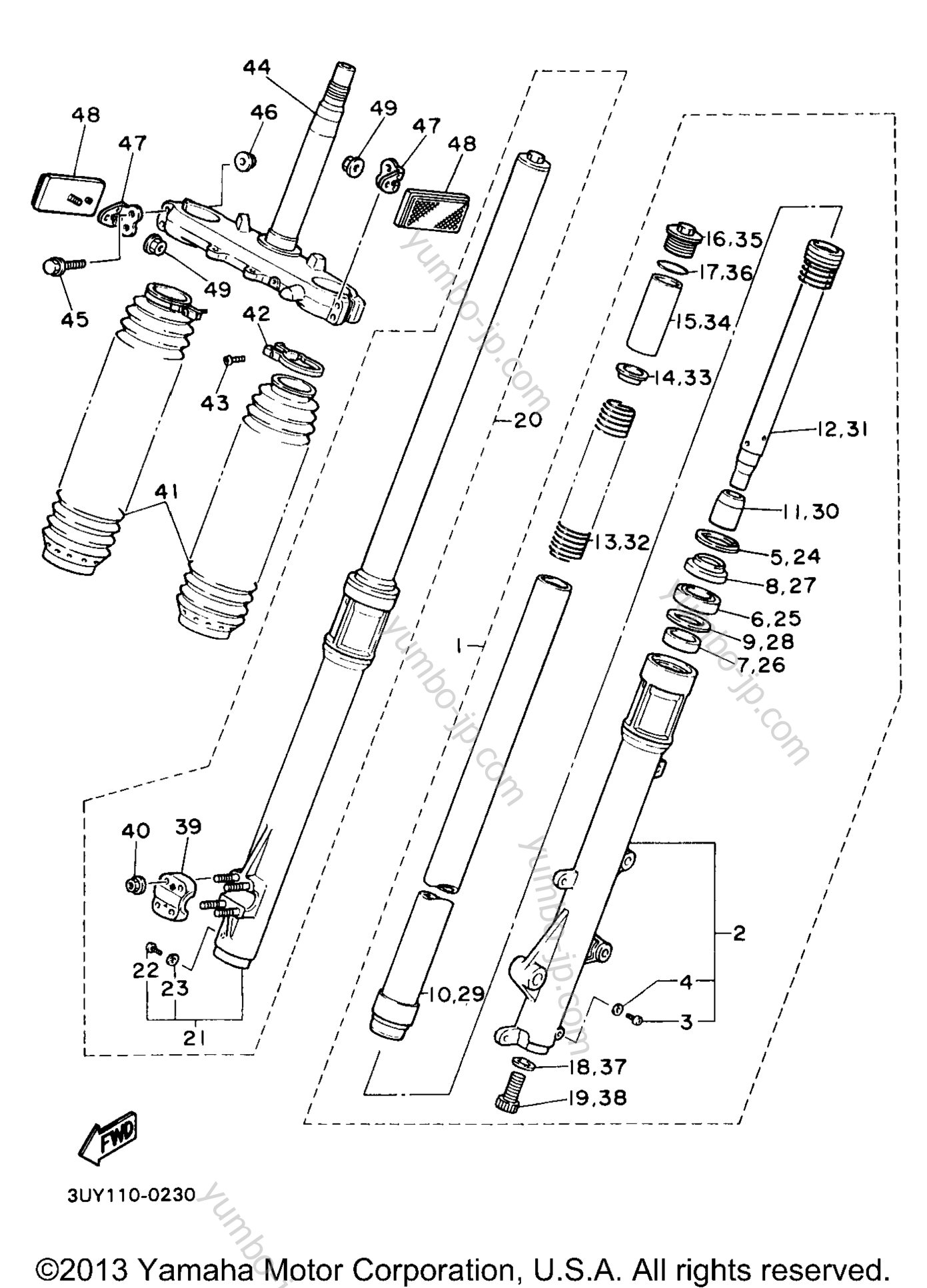 FRONT FORK для мотоциклов YAMAHA XT600EB 1991 г.