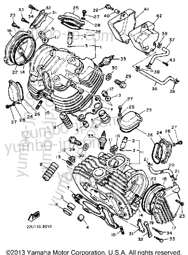 Head Cylinder для мотоциклов YAMAHA XV500K 1983 г.