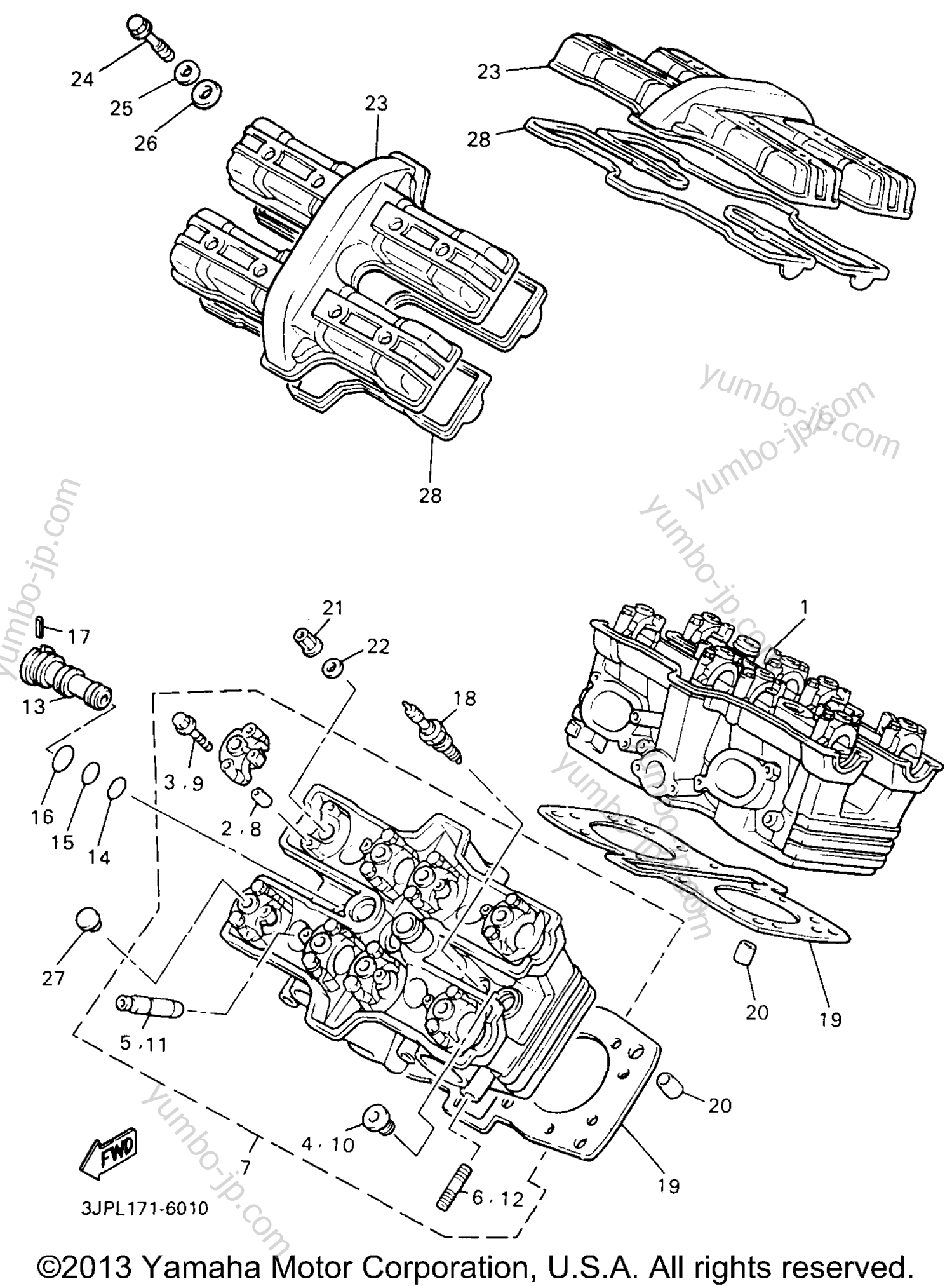 CYLINDER HEAD for motorcycles YAMAHA V-MAX 1200 (VMX12HC) CA 1996 year