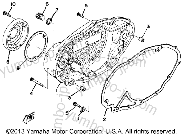 Crankcase Cover (Right) for motorcycles YAMAHA XS500C 1976 year