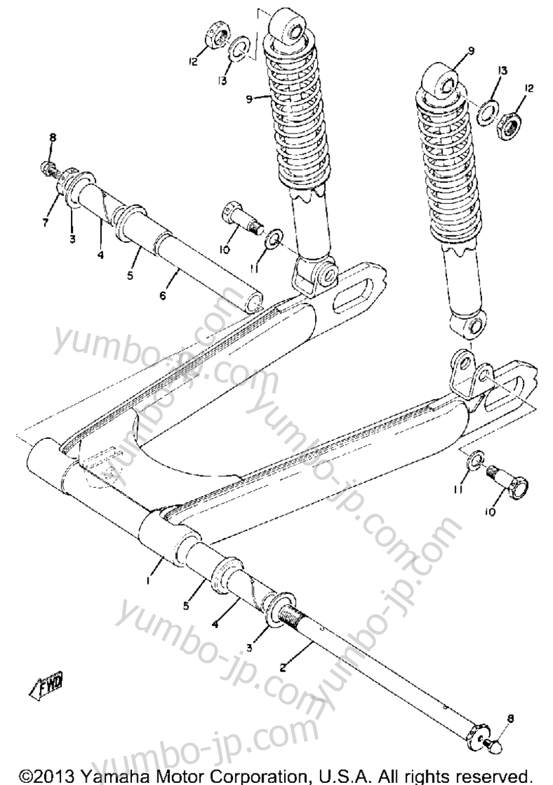 Swing Arm-Rear Shocks for motorcycles YAMAHA TR2 TR2B (TR2B) 1971 year