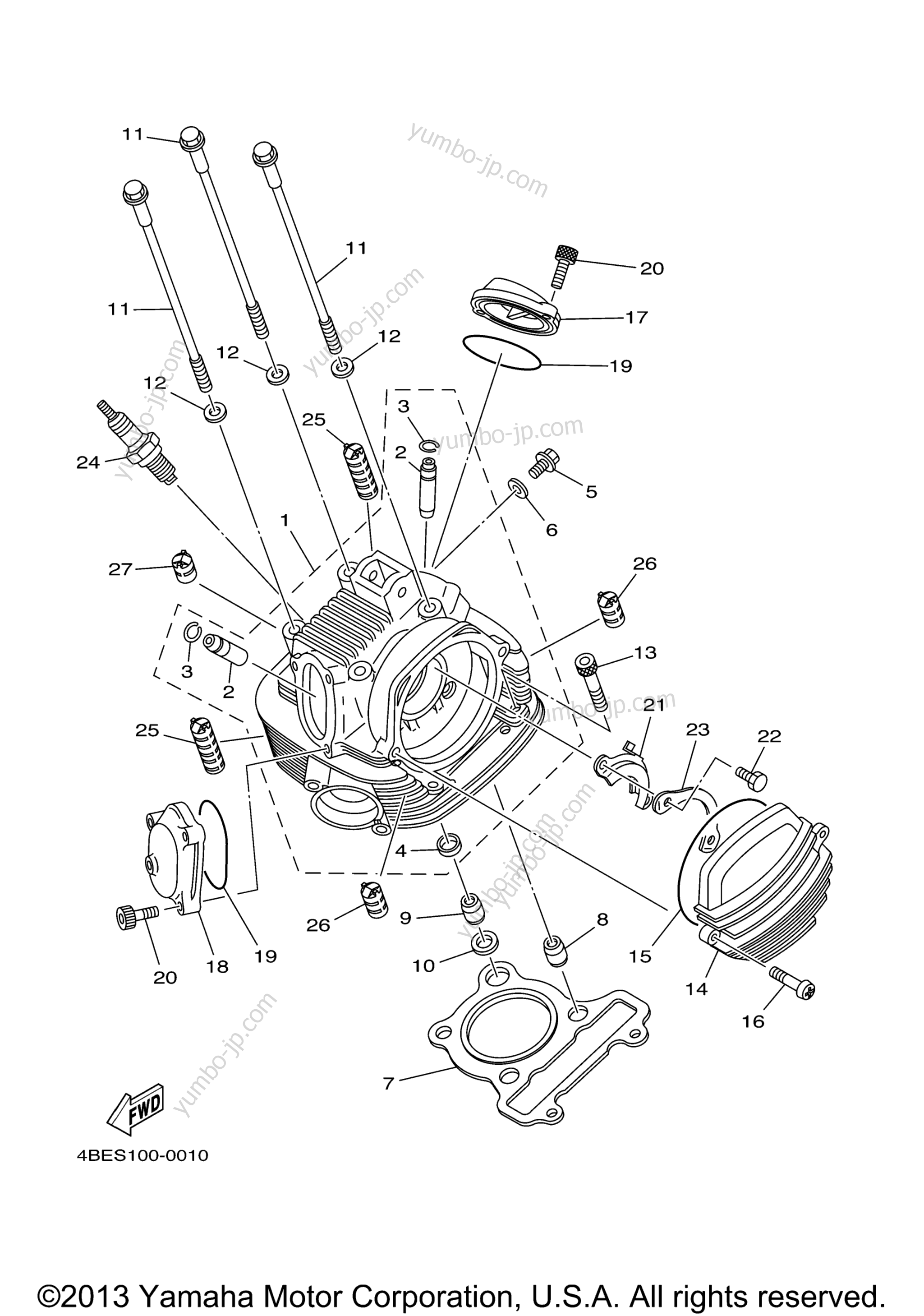 CYLINDER HEAD for motorcycles YAMAHA TT-R230 (TTR230Y) 2009 year