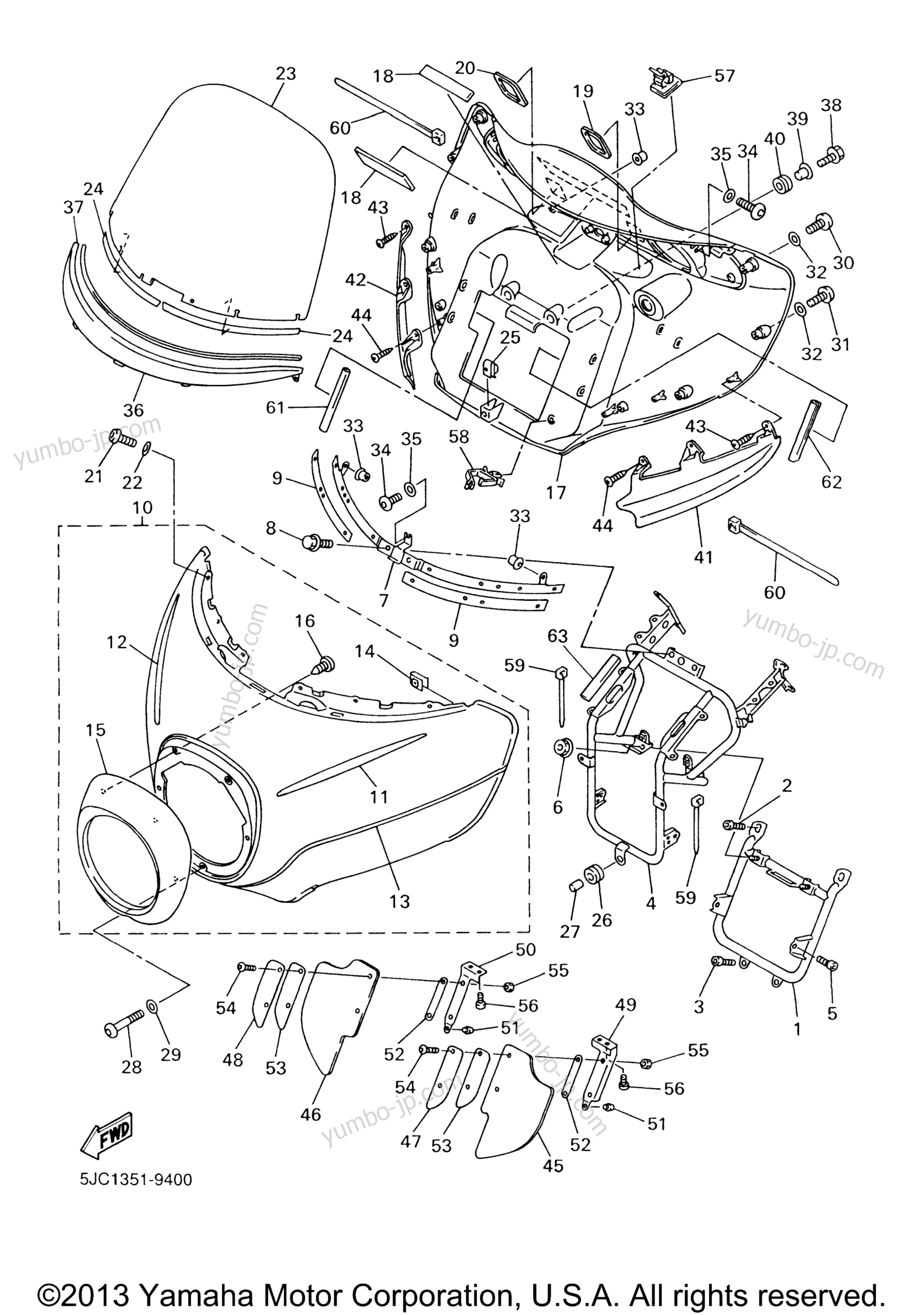 Cowling 1 for motorcycles YAMAHA ROYAL STAR VENTURE (XVZ1300TFM) CA 2000 year